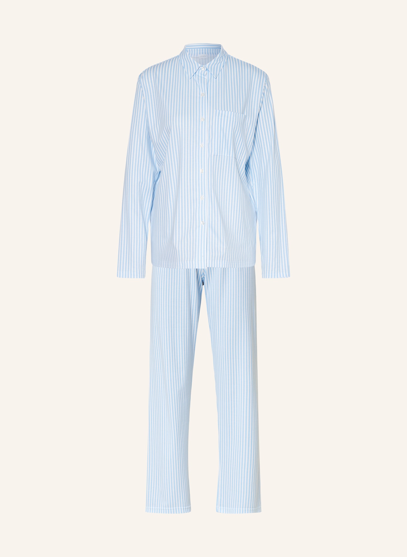 mey Schlafanzug Serie ELVA: WEISS / HELLBLAU