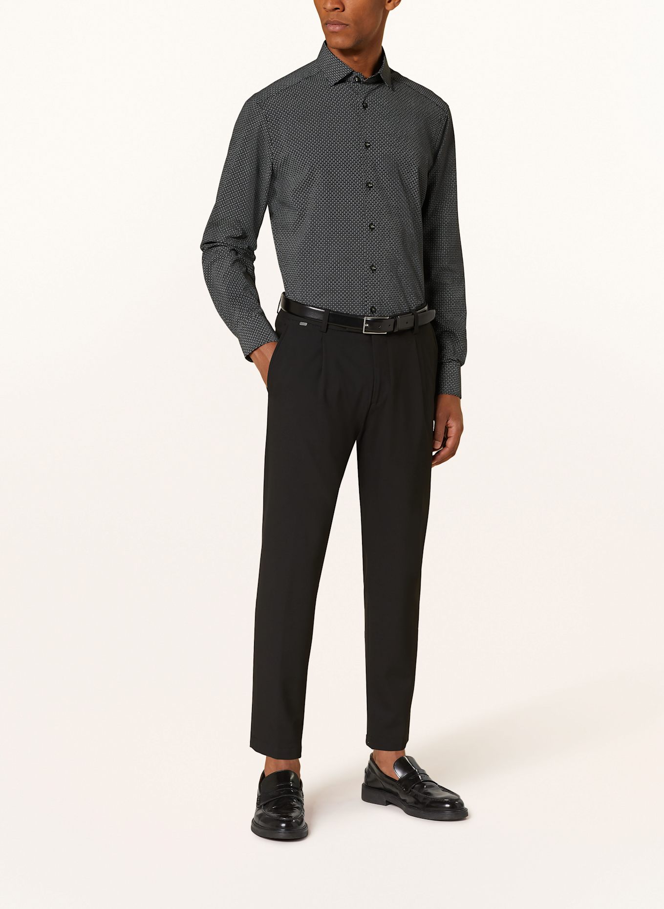 OLYMP Jerseyhemd Luxor 24/Seven modern fit: SCHWARZ / DUNKELGRÜN / WEISS