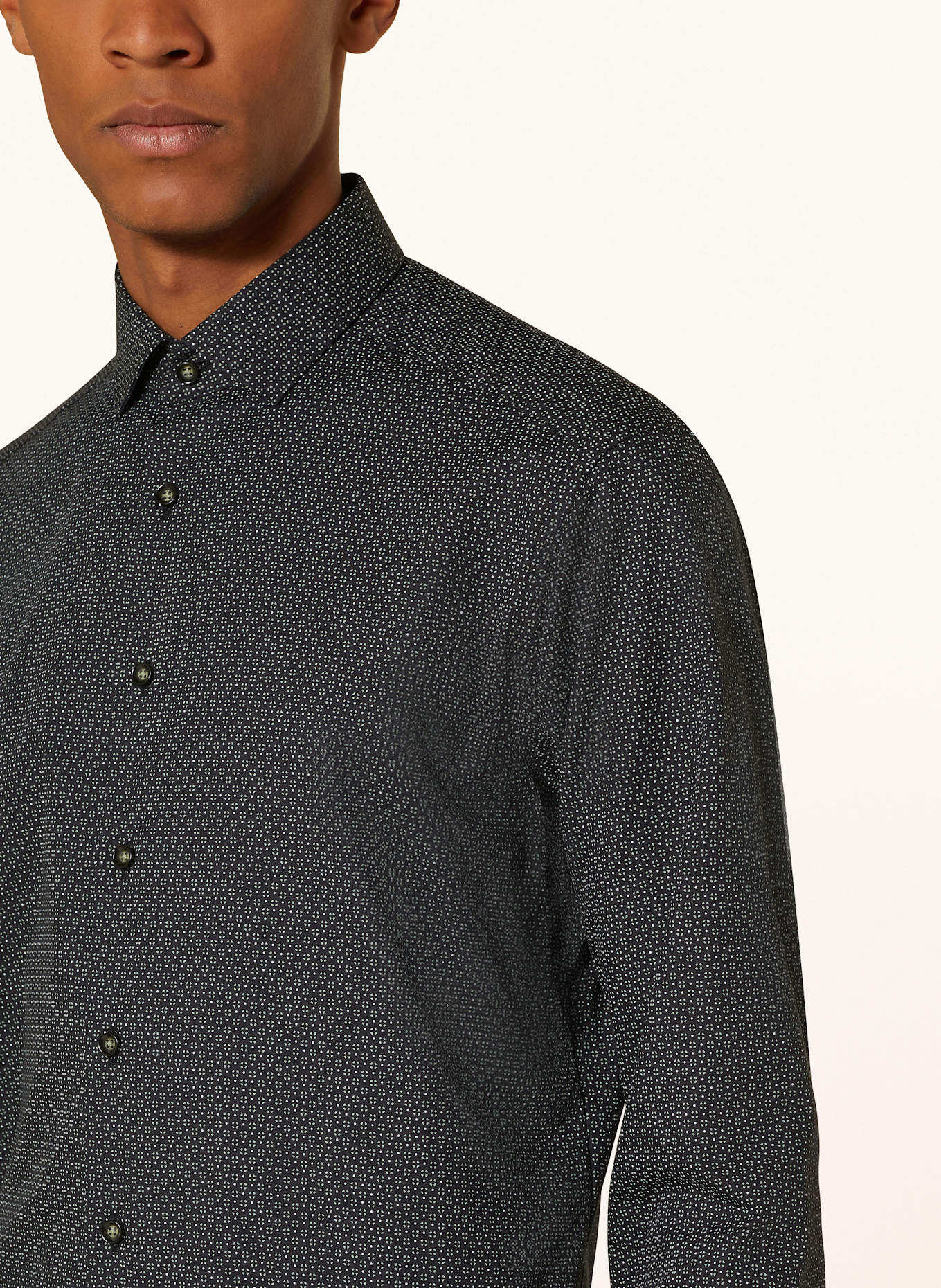 OLYMP Jerseyhemd Luxor 24/Seven modern fit: SCHWARZ / DUNKELGRÜN / WEISS