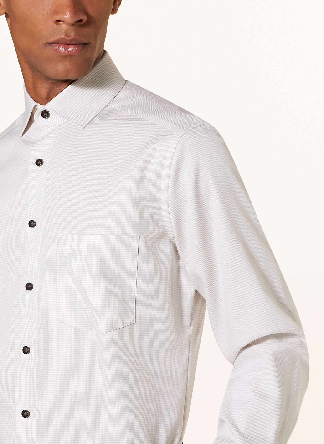 OLYMP Koszula luxor modern fit: BEŻOWY / BIAŁY