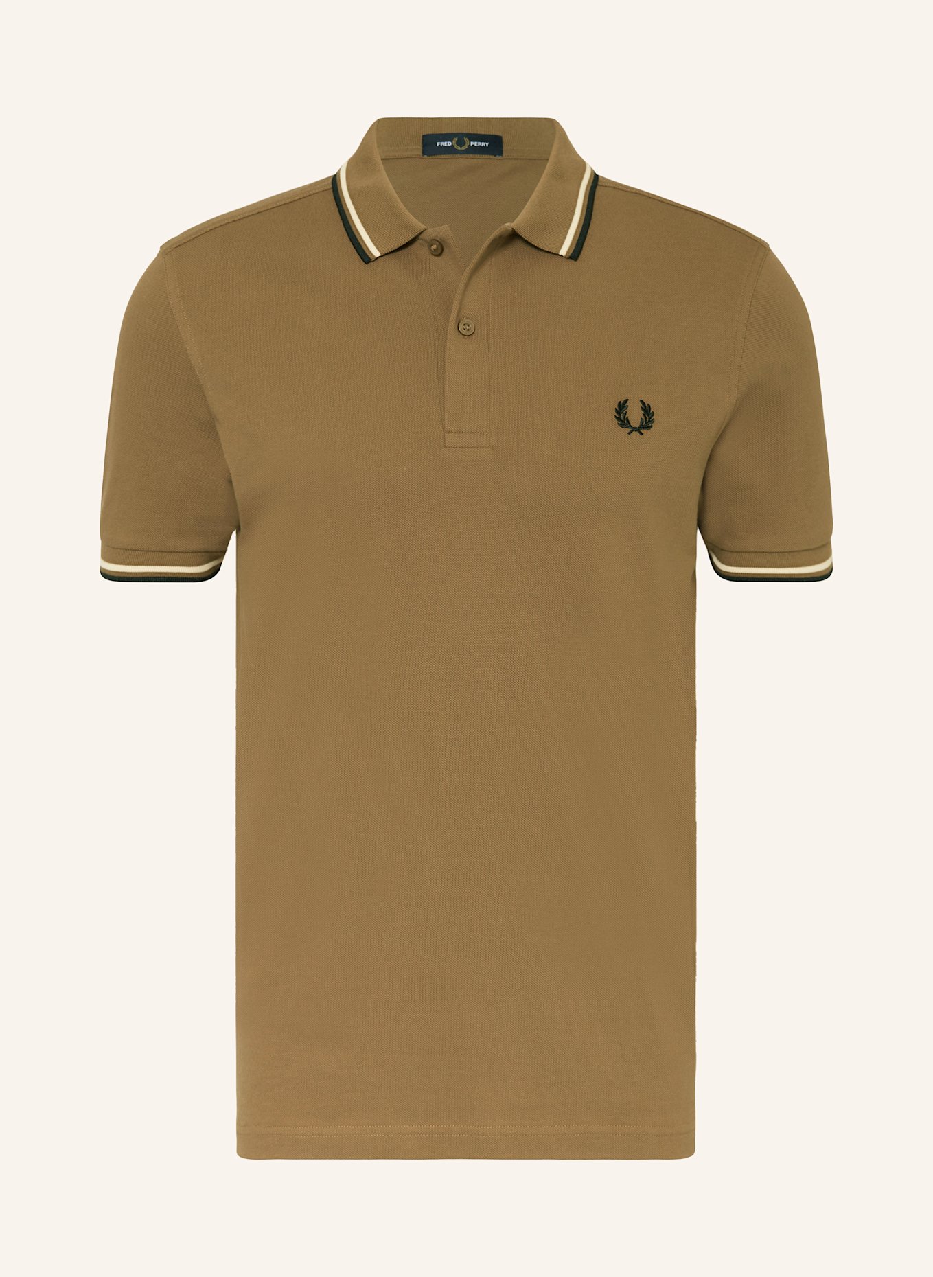 FRED PERRY Piqué polo shirt, Color: LIGHT BROWN (Image 1)