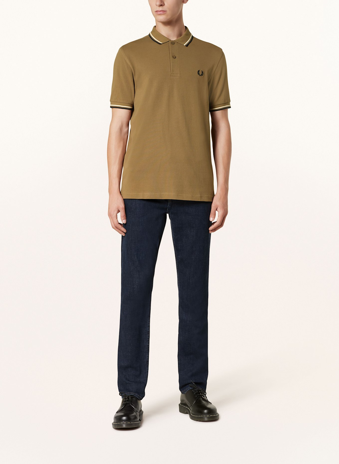 FRED PERRY Piqué polo shirt, Color: LIGHT BROWN (Image 2)