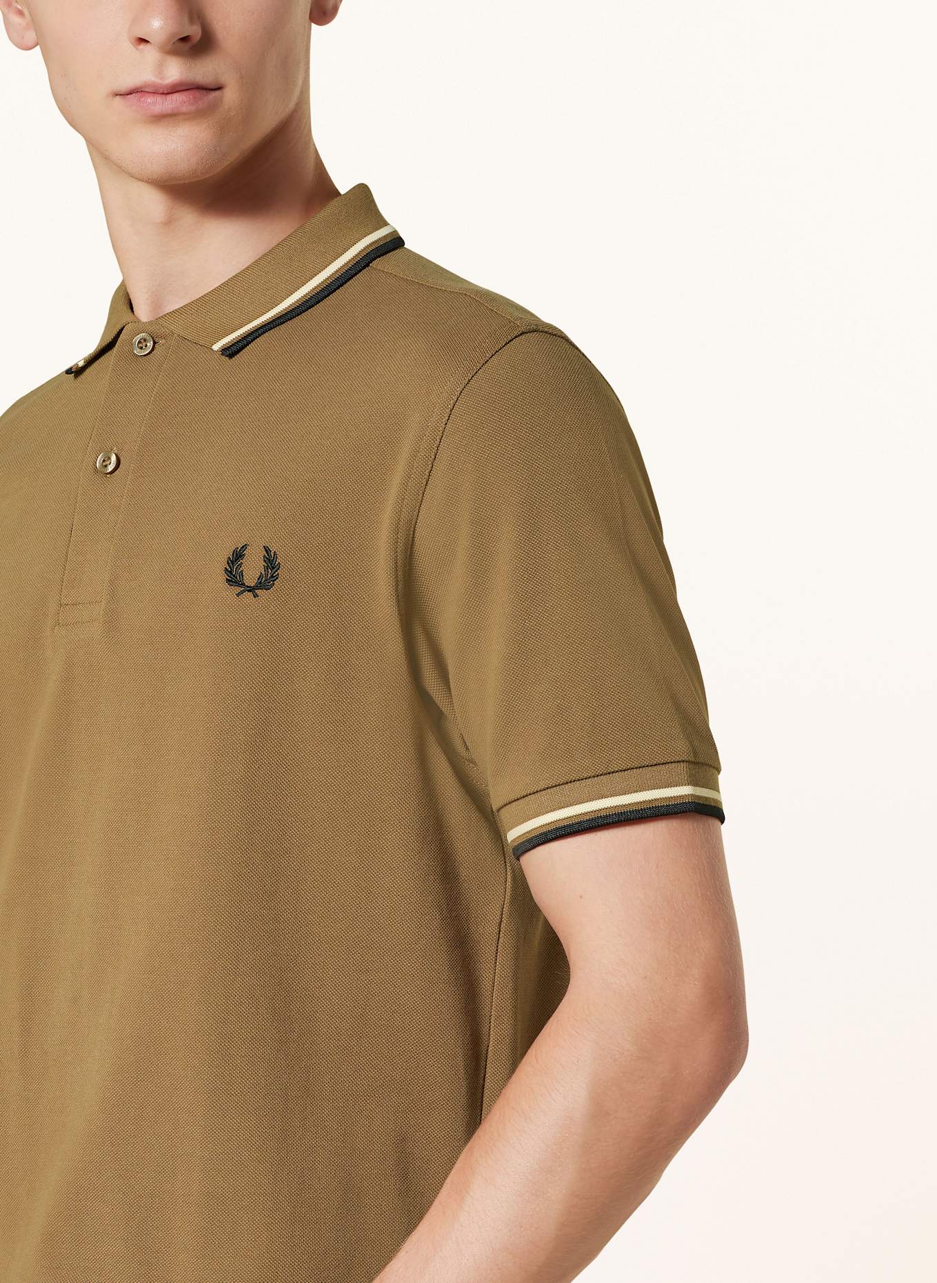 FRED PERRY Piqué polo shirt, Color: LIGHT BROWN (Image 4)