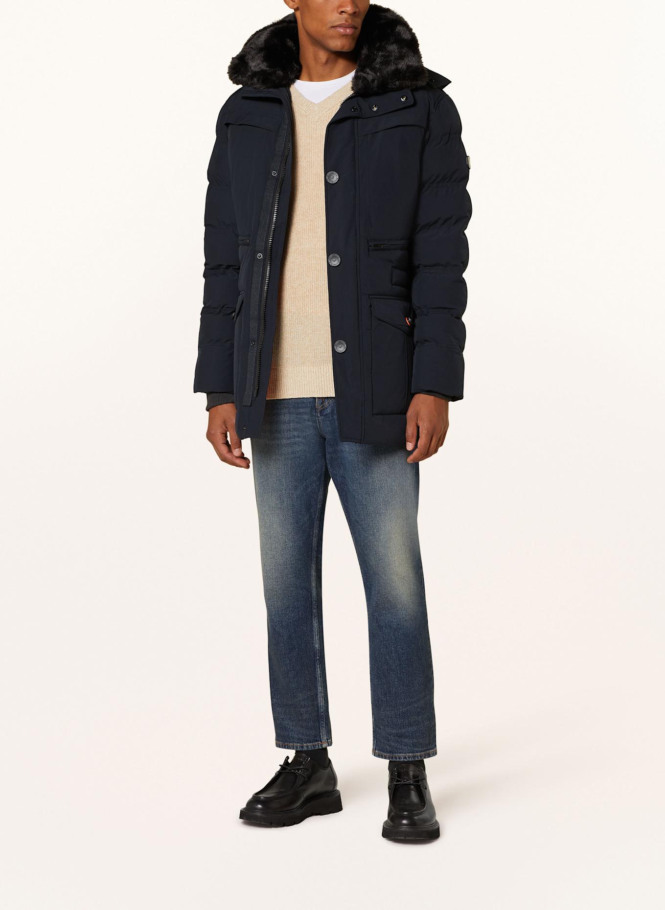 WELLENSTEYN Parka CASINO mit abnehmbarem Kunstfellbesatz: DUNKELBLAU