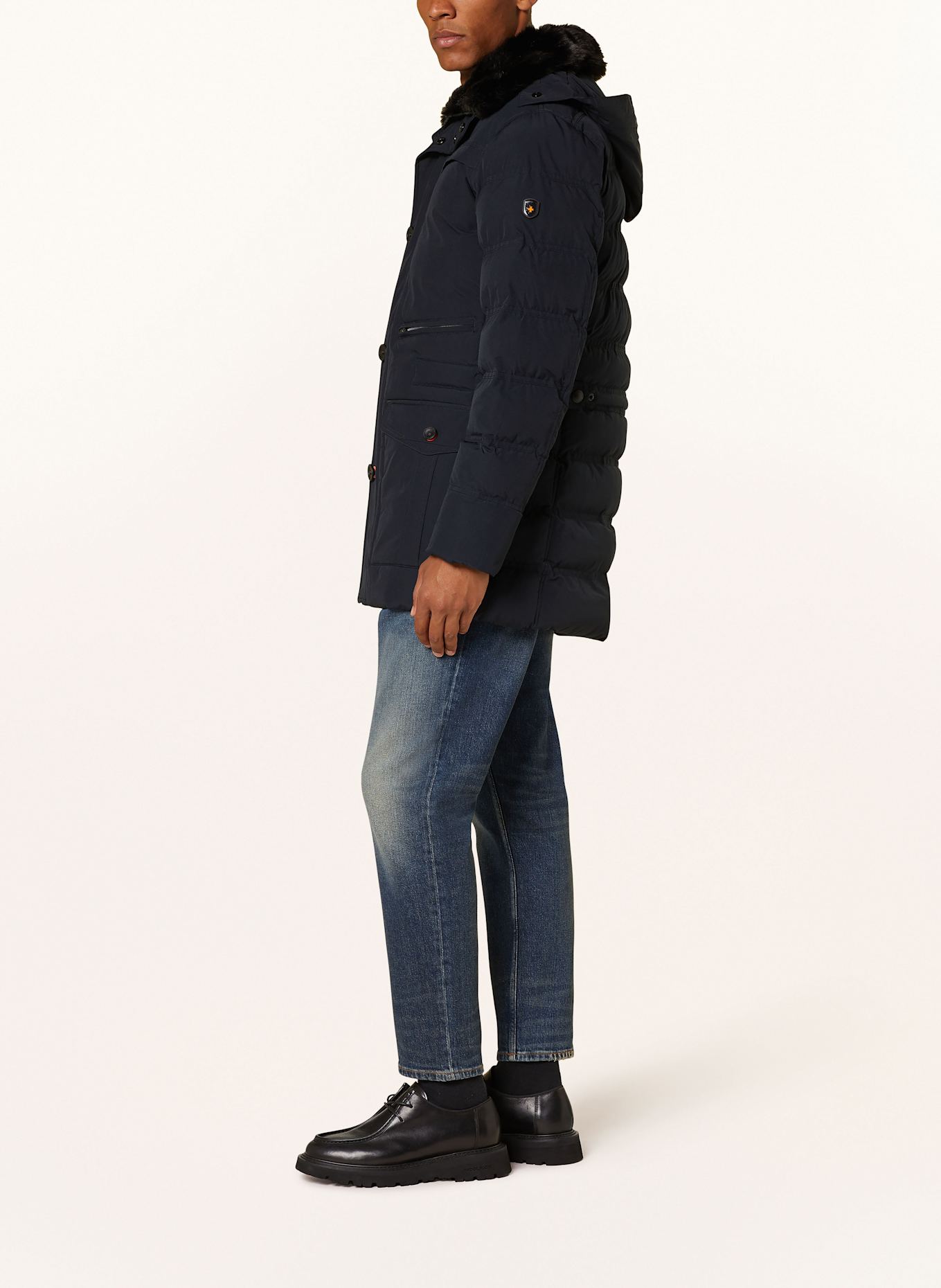 WELLENSTEYN Parka CASINO mit abnehmbarem Kunstfellbesatz: DUNKELBLAU