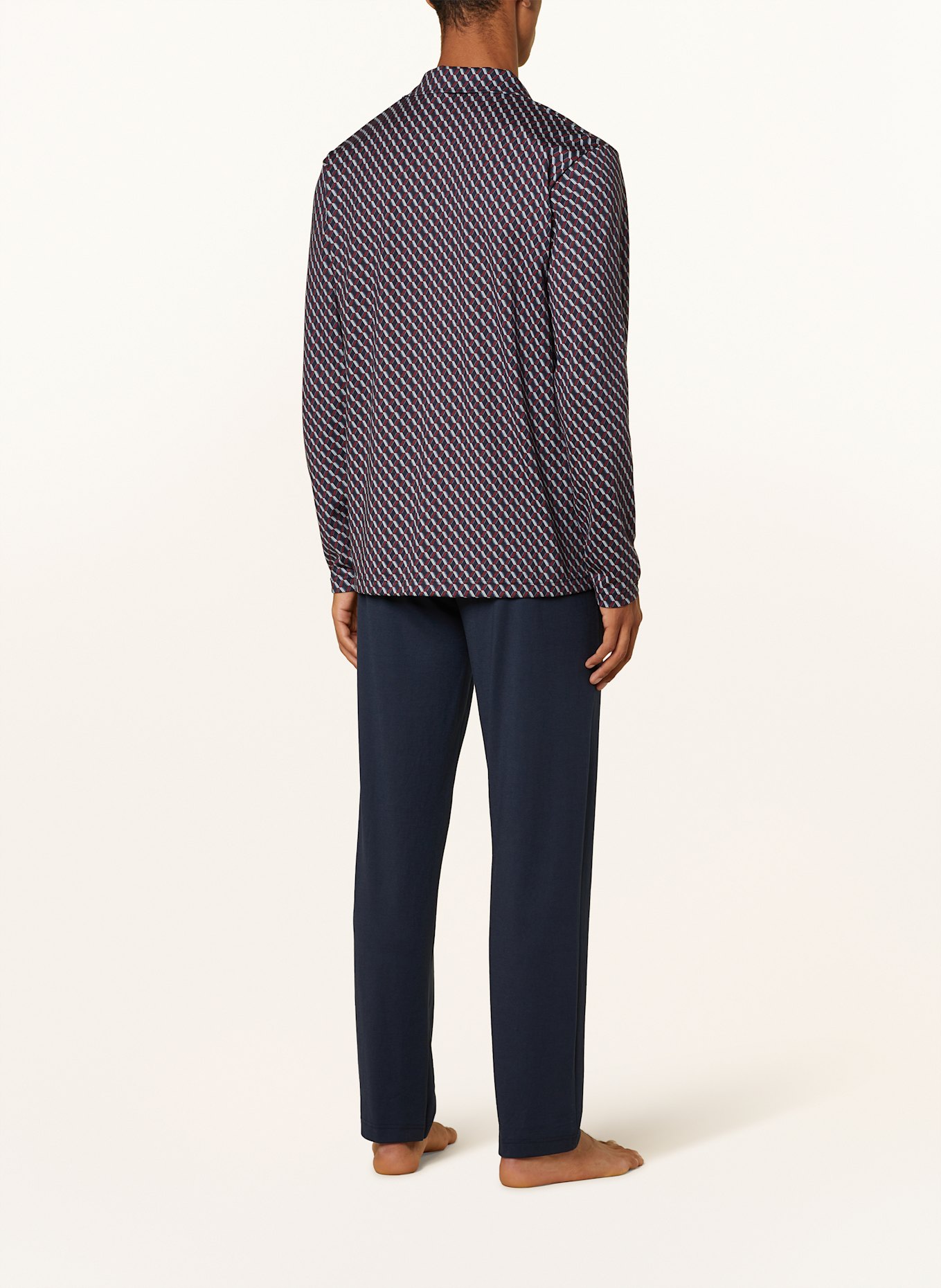CALIDA Schlafanzug RELAX IMPRINT: DUNKELBLAU / DUNKELROT / WEISS