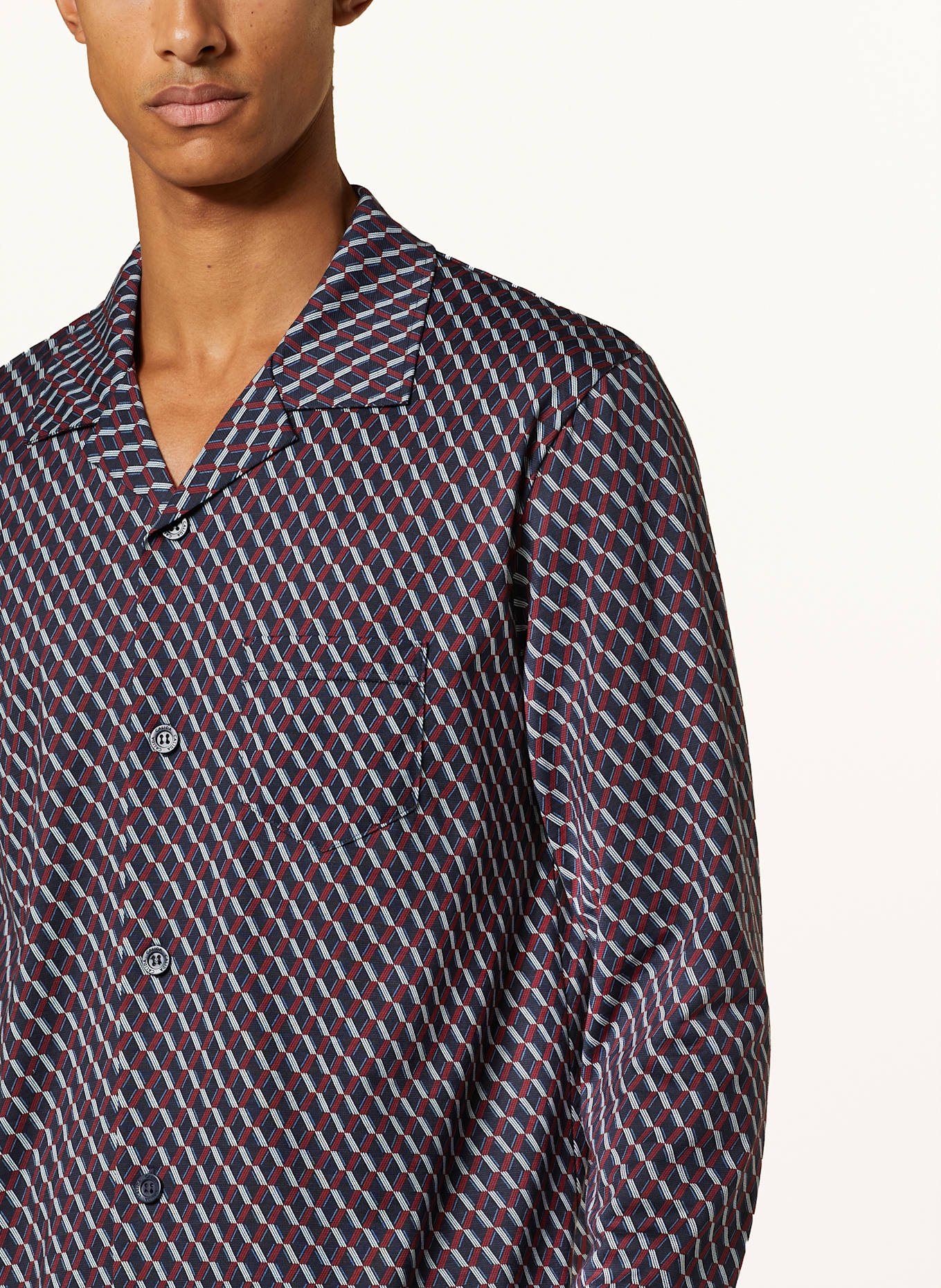 CALIDA Schlafanzug RELAX IMPRINT: DUNKELBLAU / DUNKELROT / WEISS