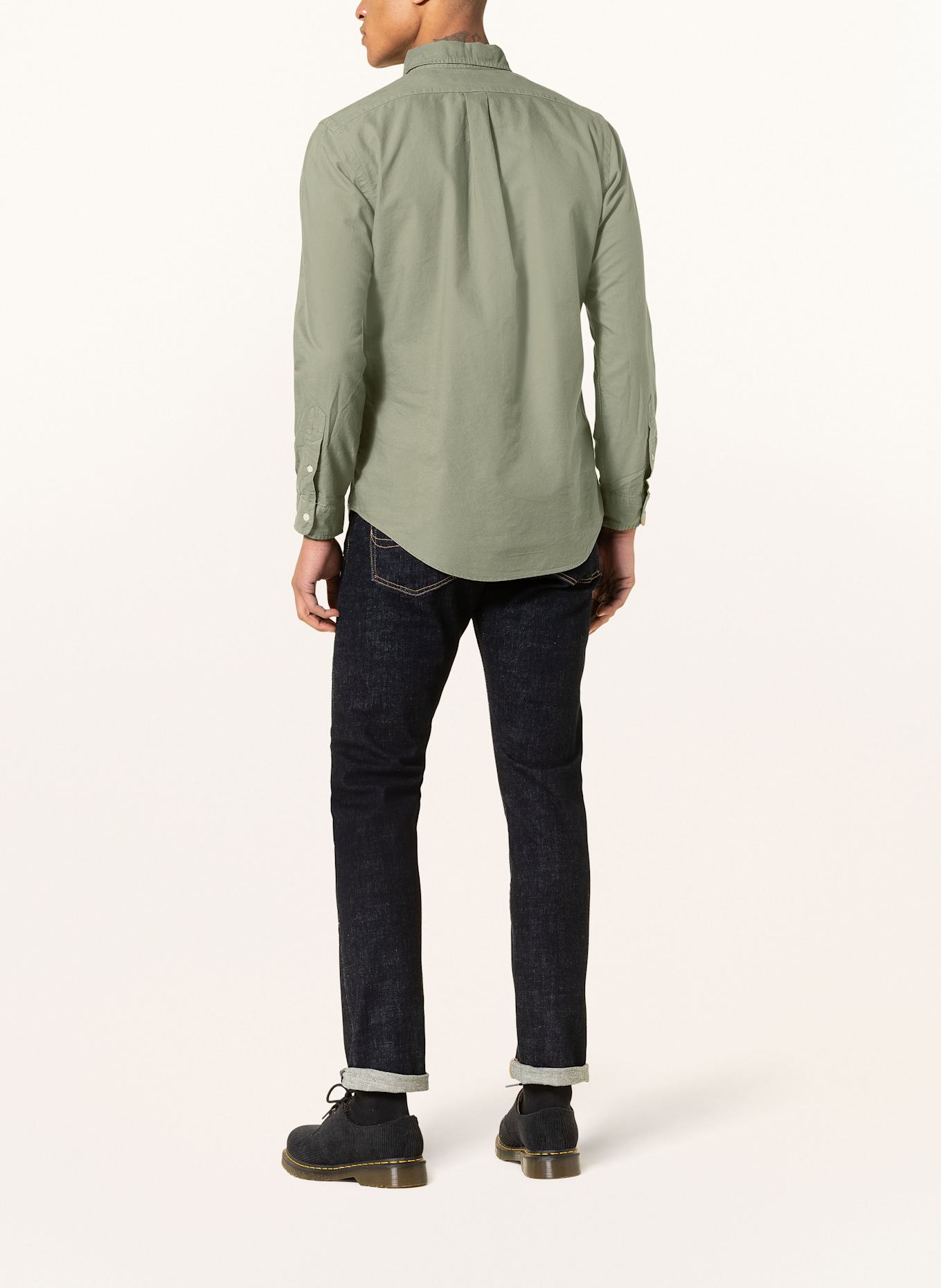 polo ralph lauren leather sneaker Oxford shirt custom fit, Color: KHAKI (Image 3)