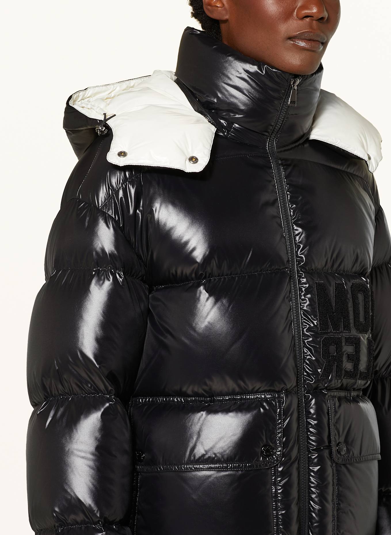 Down jacket with removable hood top