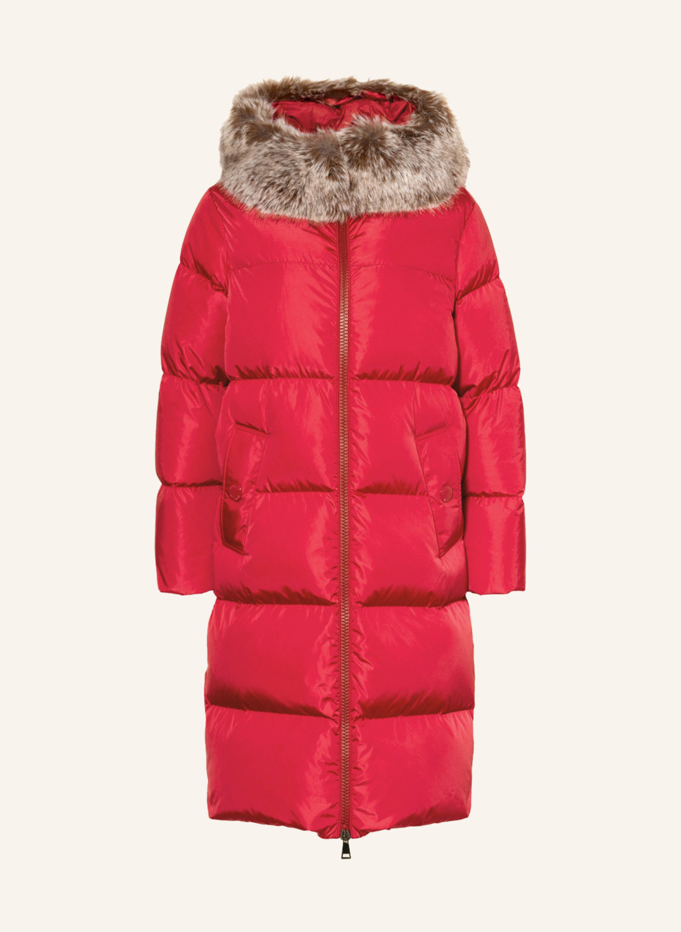 MONCLER Down coat MARRIONNIER with detachable faux fur in red