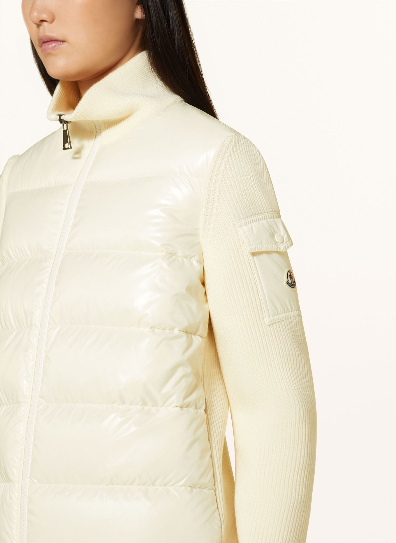 MONCLER Cardigan in mixed materials: ECRU