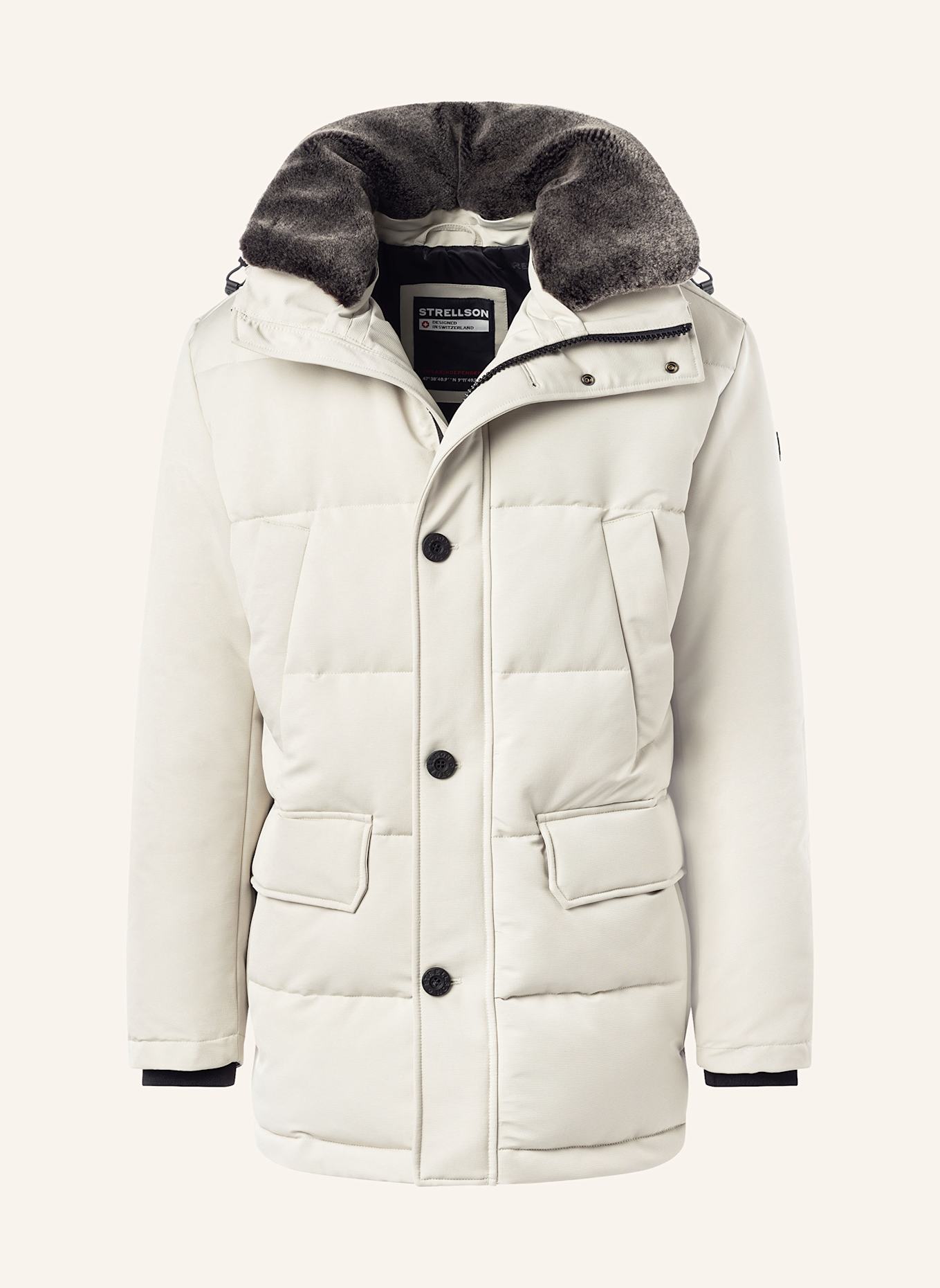 STRELLSON Parka PLAZA 2.0 mit Kunstpelz: CREME