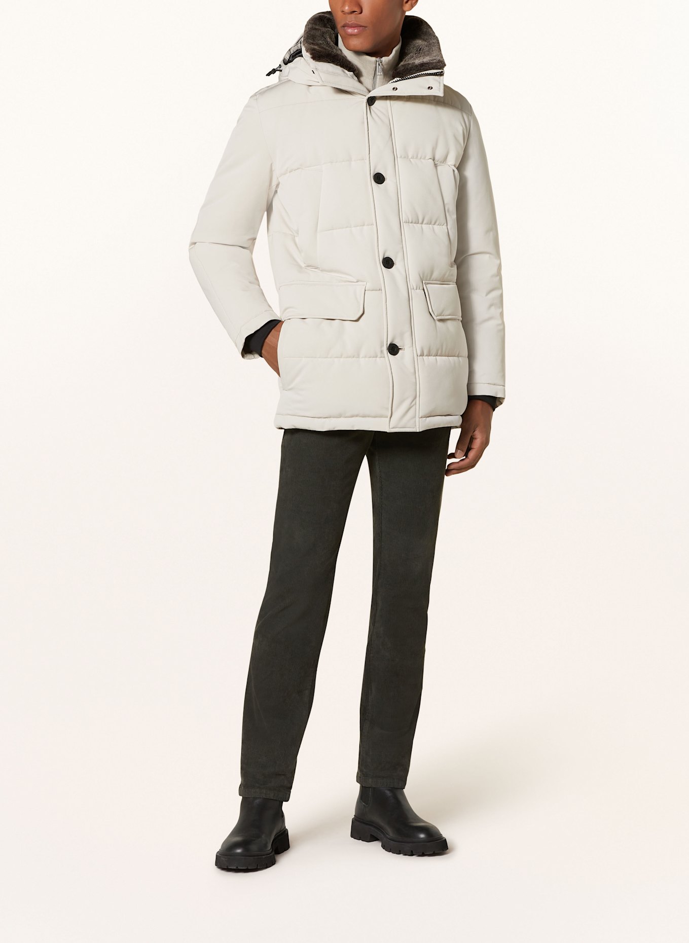 STRELLSON Parka PLAZA 2.0 mit Kunstpelz: CREME