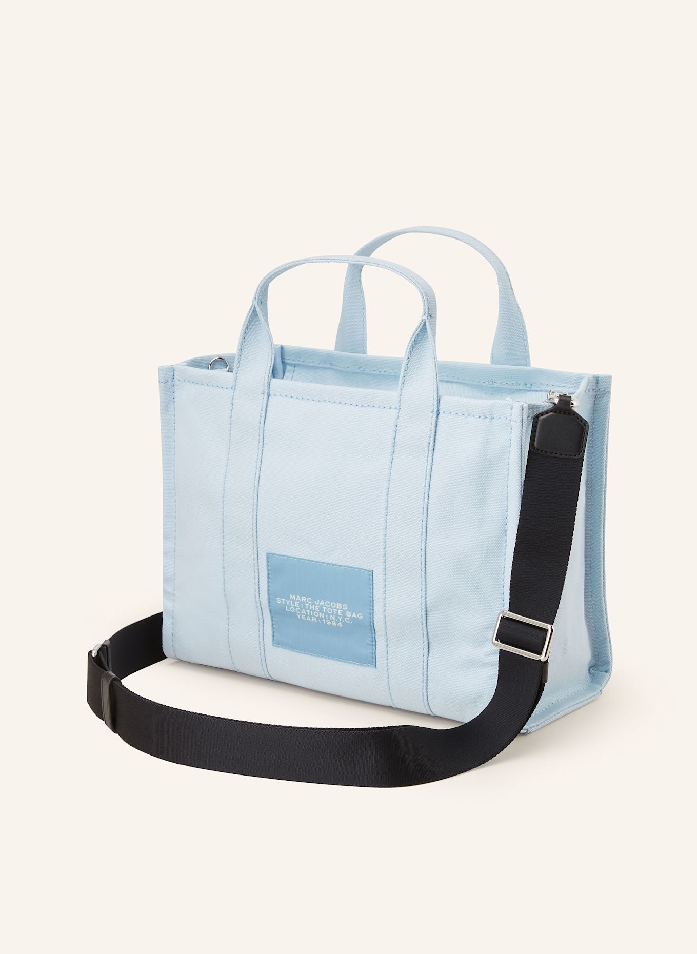 MARC JACOBS Shopper THE MEDIUM TOTE BAG CANVAS, Farbe: HELLBLAU/ WEISS (Bild 2)