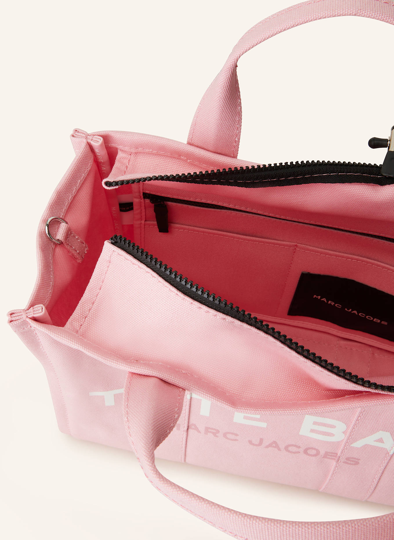 MARC JACOBS Shopper THE MEDIUM TOTE BAG CANVAS, Farbe: ROSA/ WEISS (Bild 3)