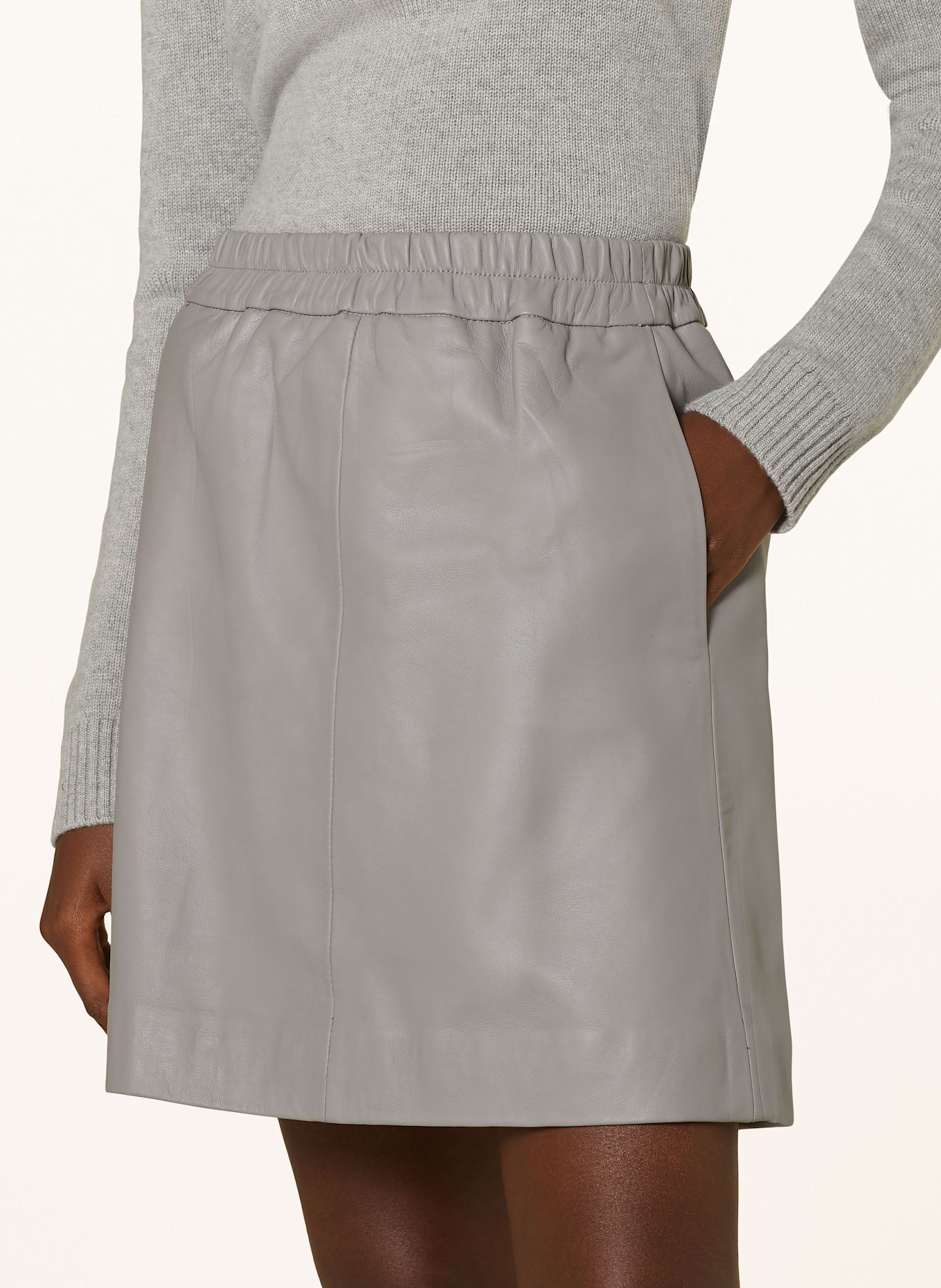 InWear Leather skirt WOOKIW, Color: LIGHT GRAY (Image 4)