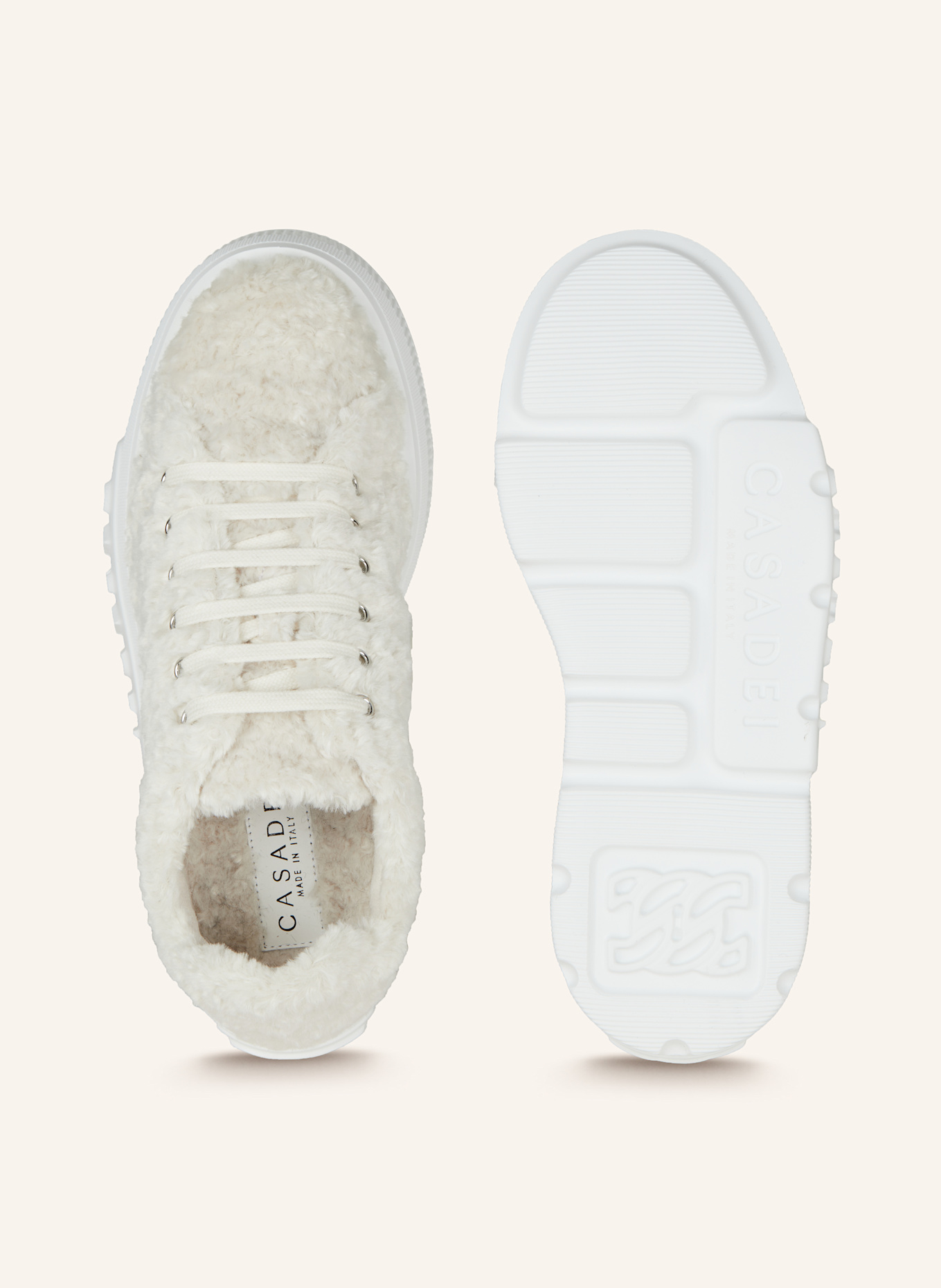 CASADEI Sneaker NEXUS SENALES mit Teddyfell: ECRU