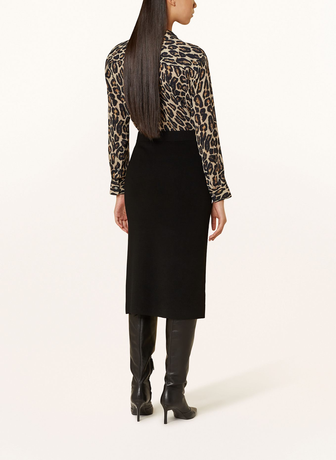 REPEAT Strickrock aus Merinowolle: SCHWARZ