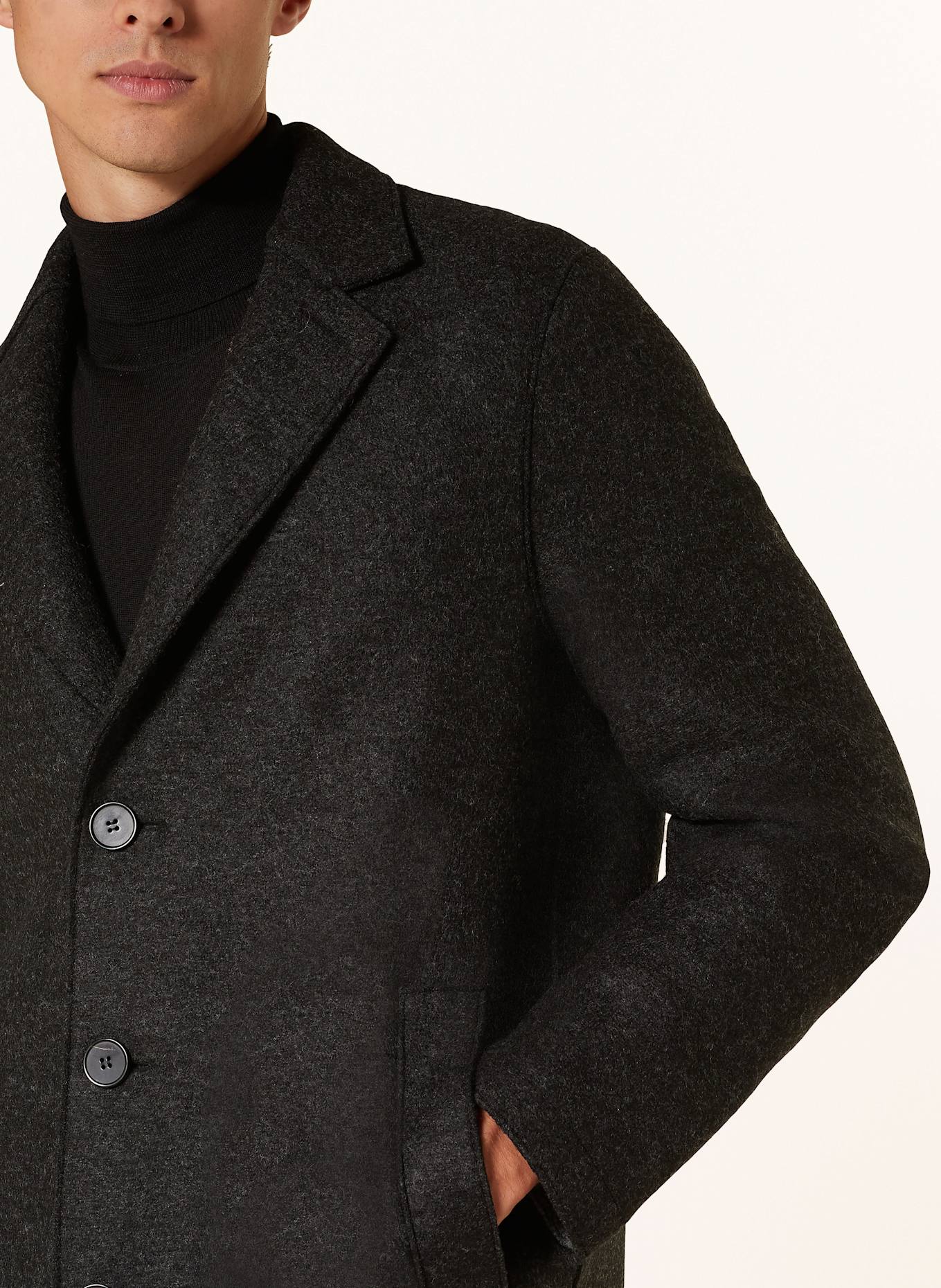HARRIS WHARF LONDON Wool coat: DARK GRAY