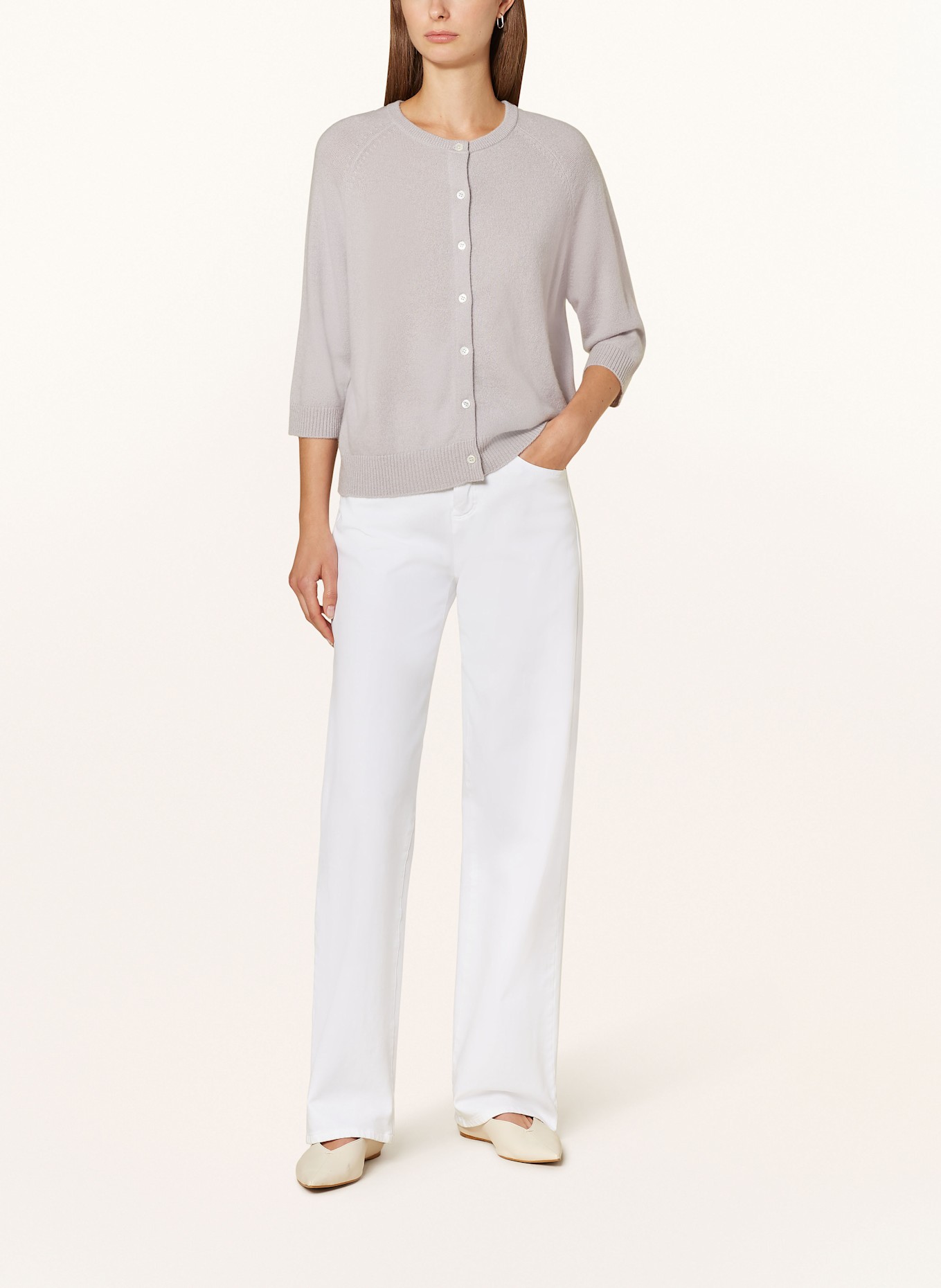 lilienfels Cardigan en cachemire à manches 3/4: GRIS CLAIR