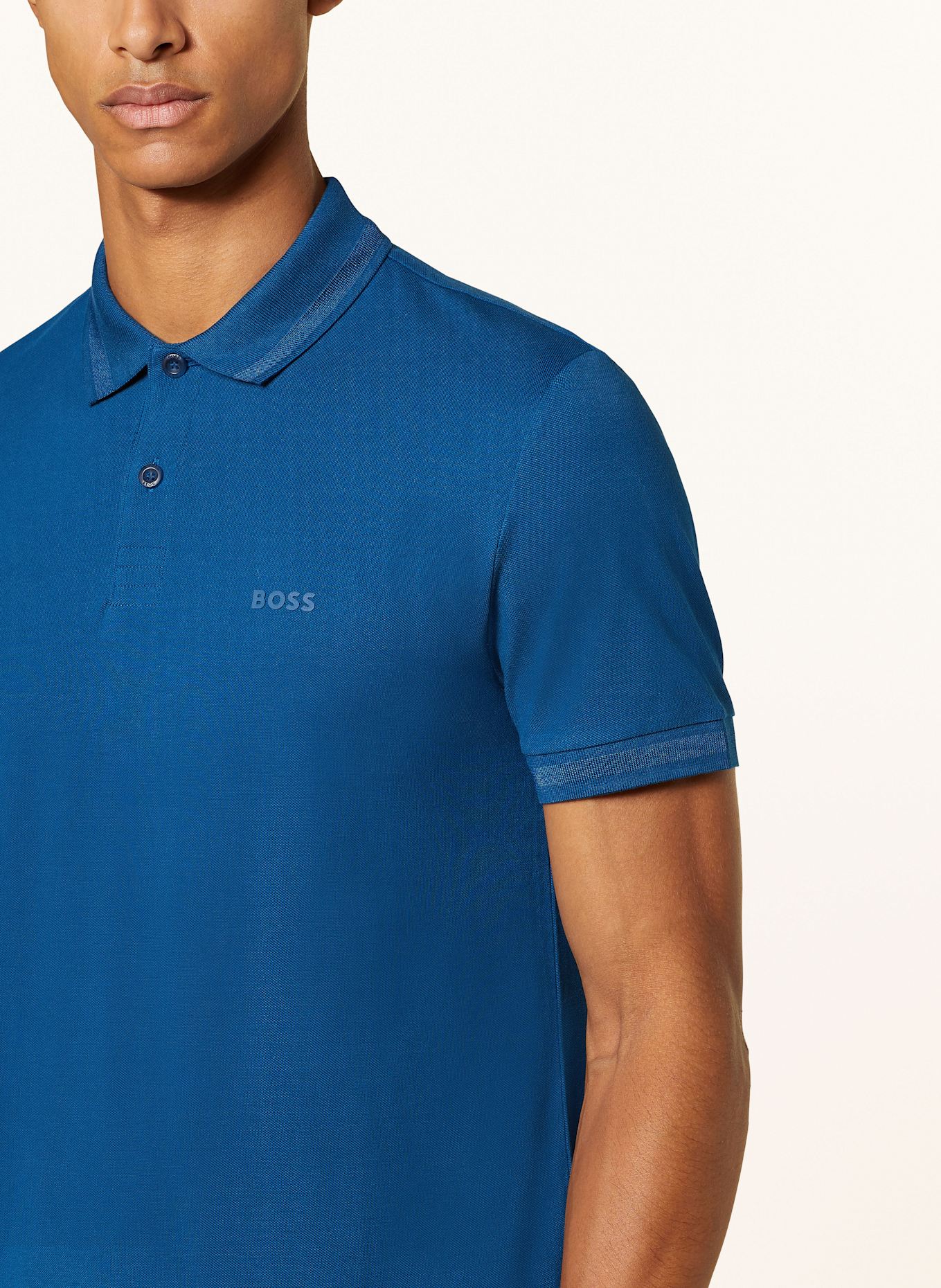 BOSS Piqué-Poloshirt PIO Regular Fit, Farbe: BLAU (Bild 4)