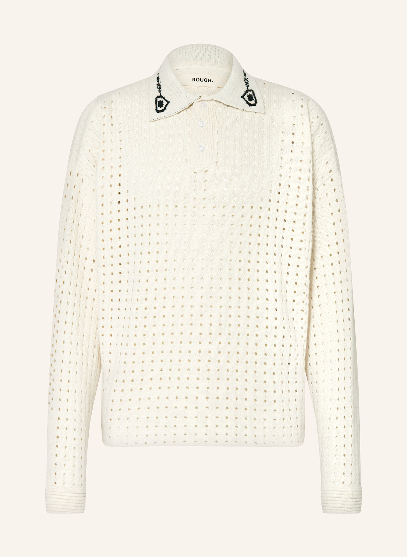 rough. Strick-Poloshirt: CREME