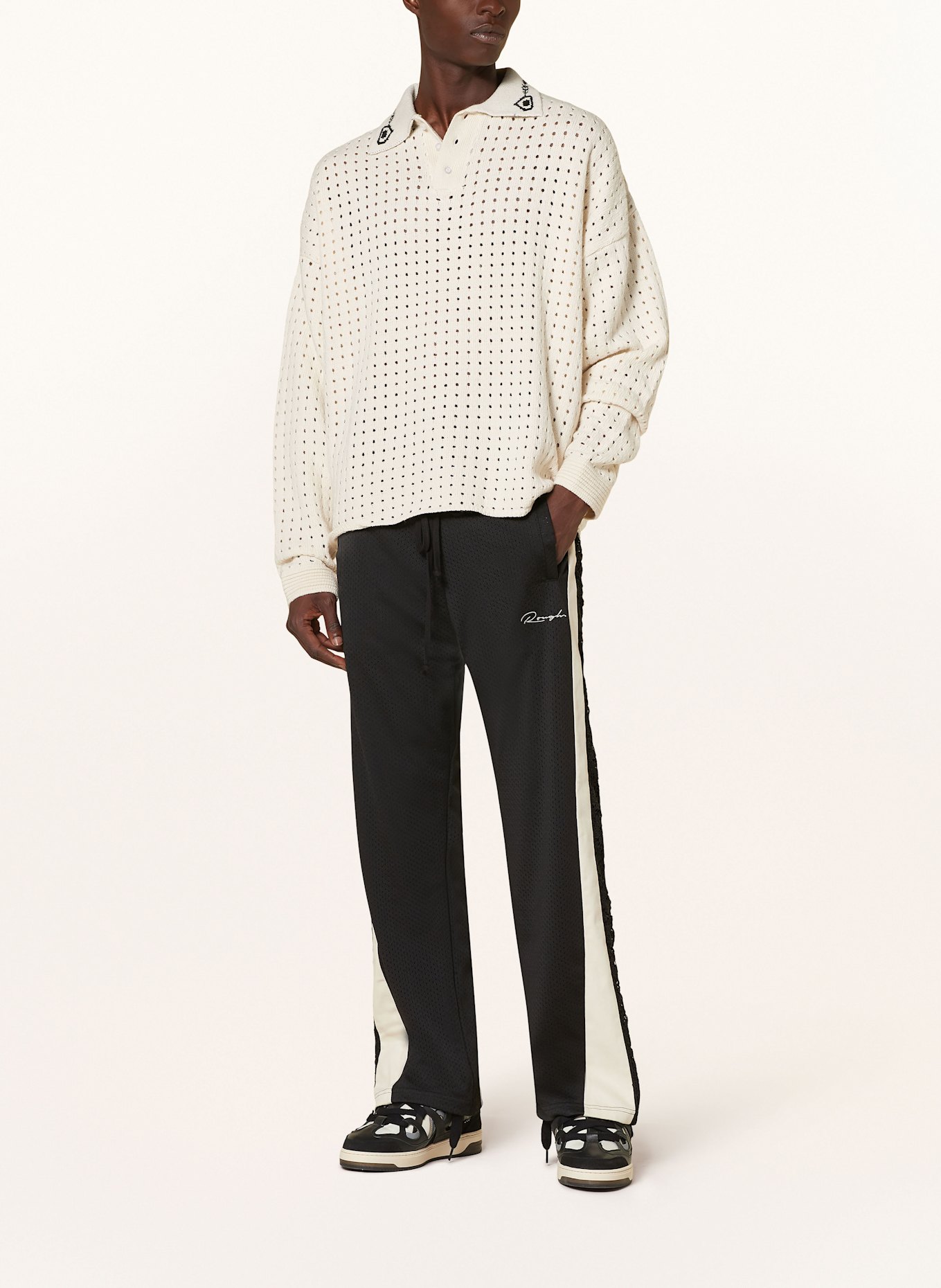 rough. Strick-Poloshirt: CREME