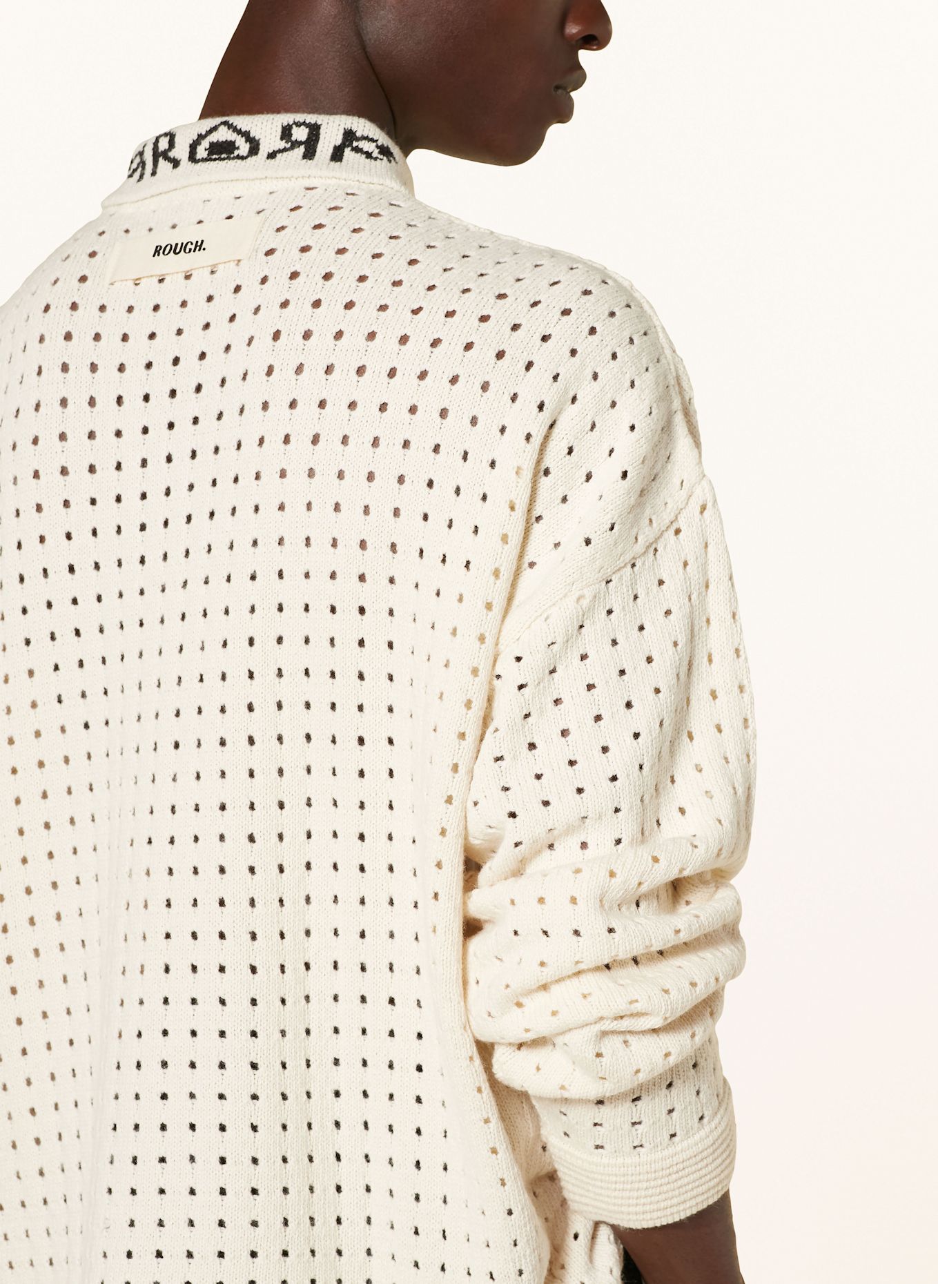 rough. Strick-Poloshirt: CREME