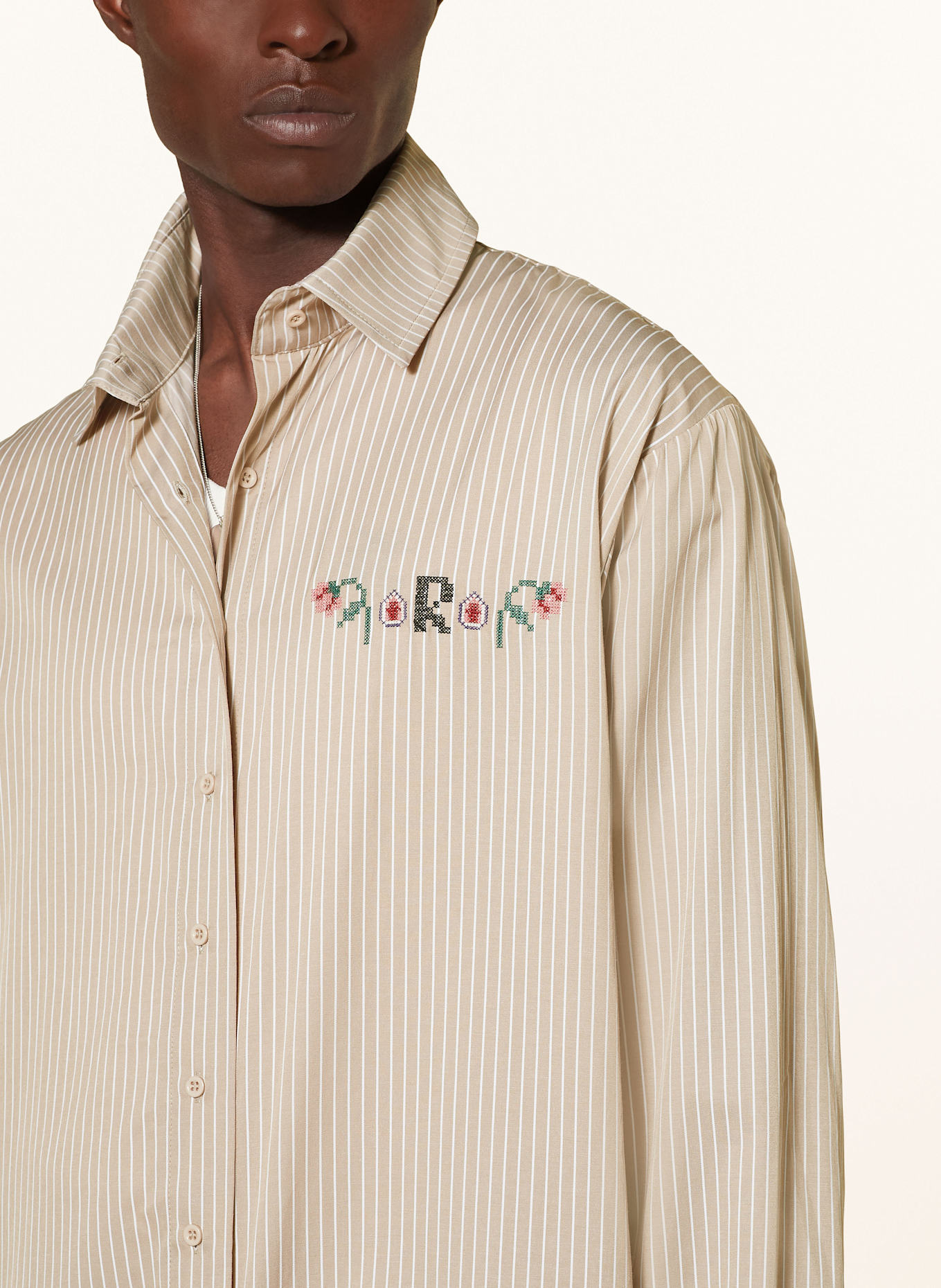 rough. Hemd Comfort Fit: BEIGE / WEISS