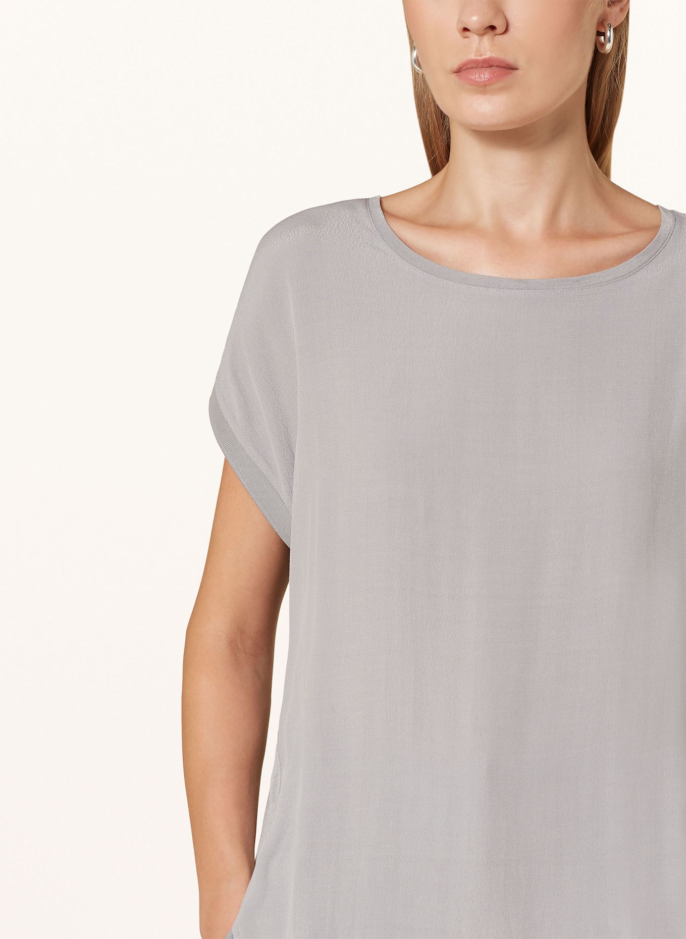 oui Blusenshirt im Materialmix, Farbe: GRAU (Bild 4)