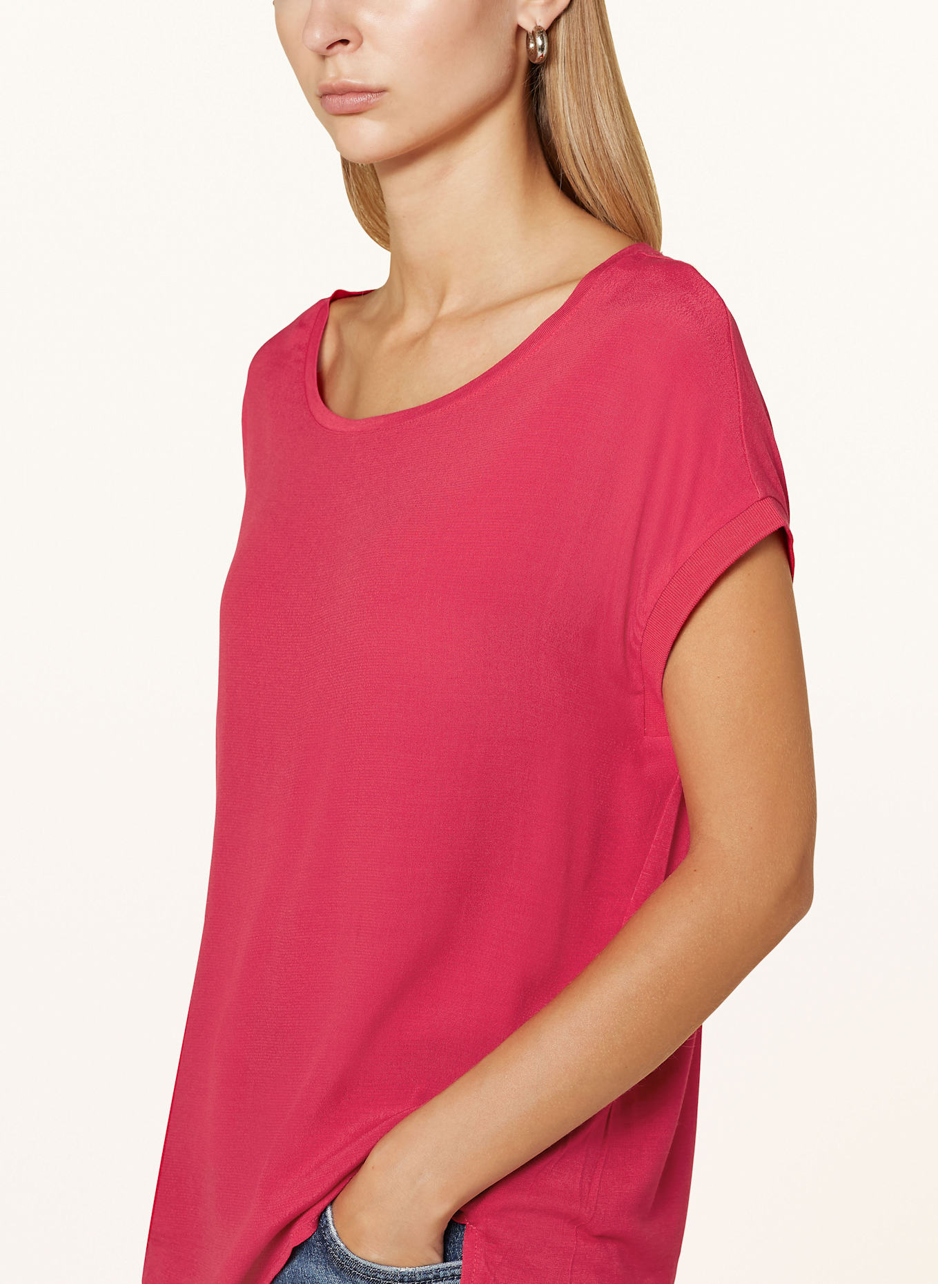 oui Blusenshirt im Materialmix, Farbe: PINK (Bild 4)