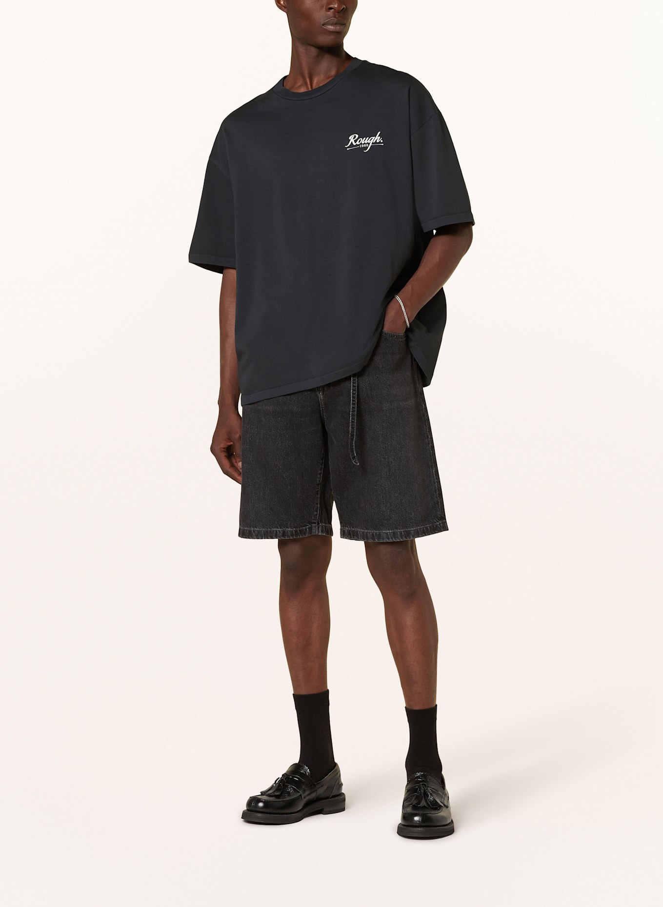 rough. Oversized shirt, Color: BLACK (Image 3)