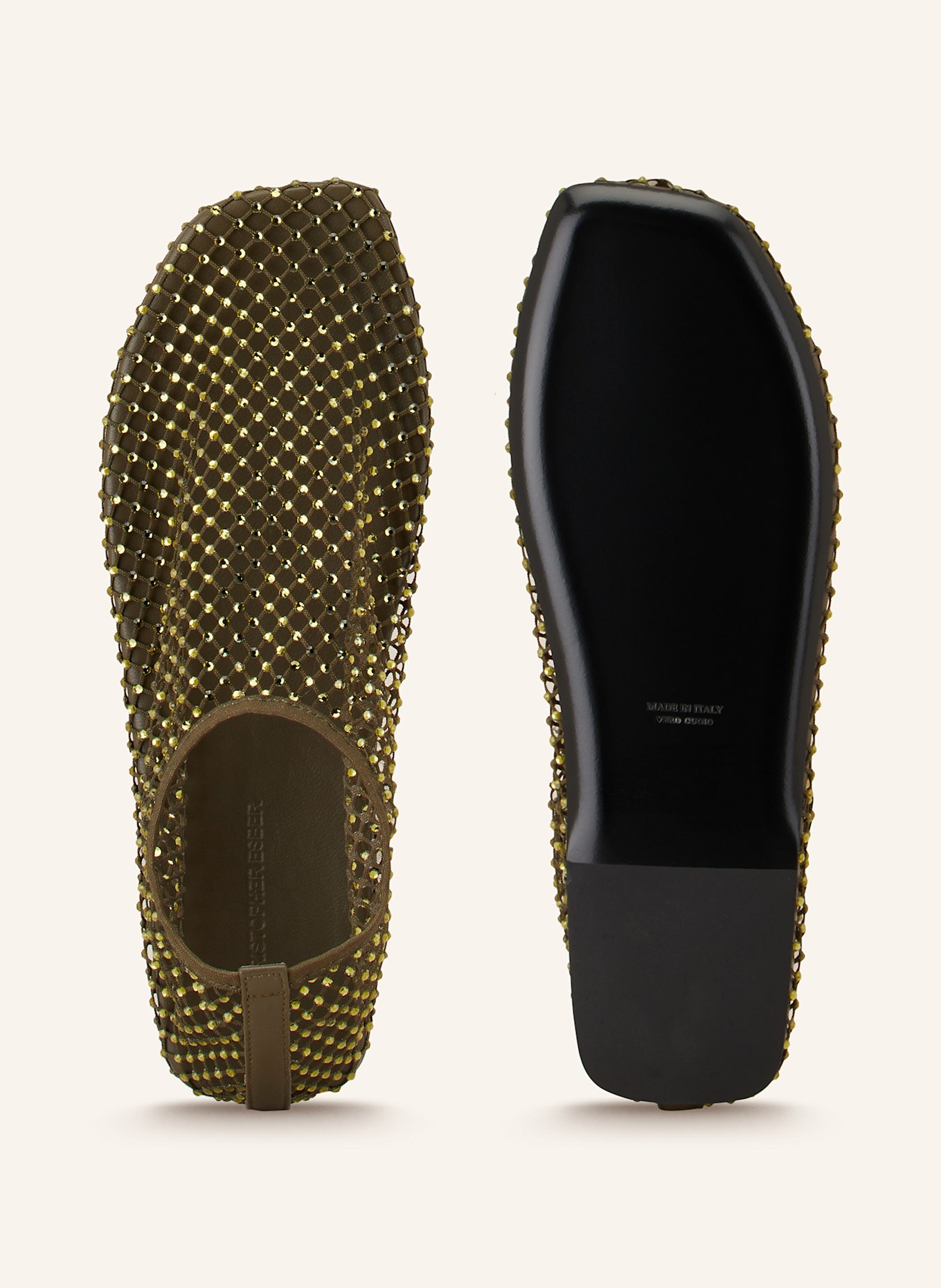 CHRISTOPHER ESBER Ballerinas MINETTE mit Schmucksteinen: OLIV