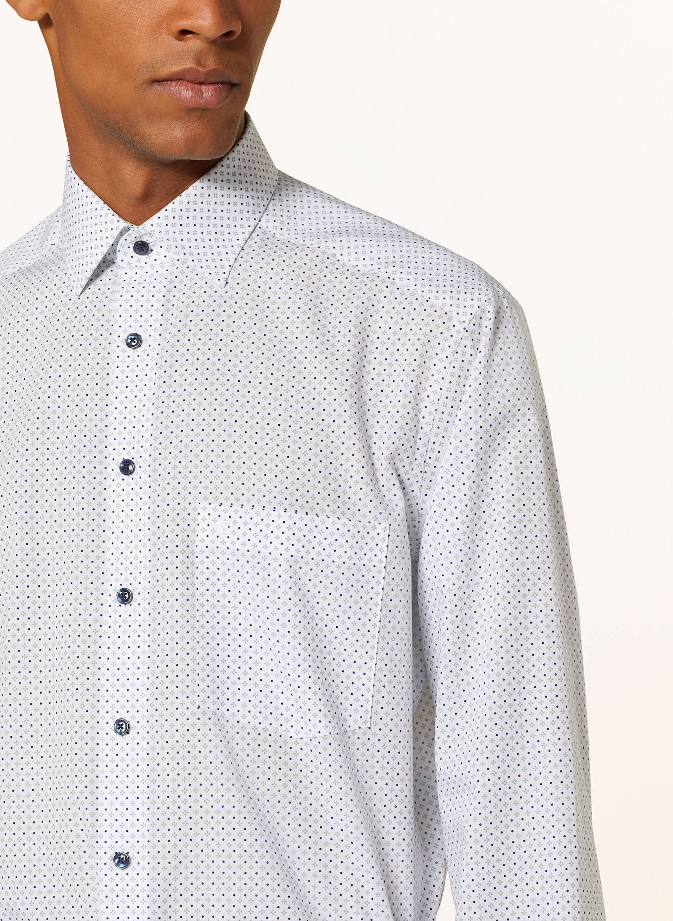 OLYMP Košile Luxor Comfort Fit: BÍLÁ / SVĚTLE ZELENÁ / MODRÁ