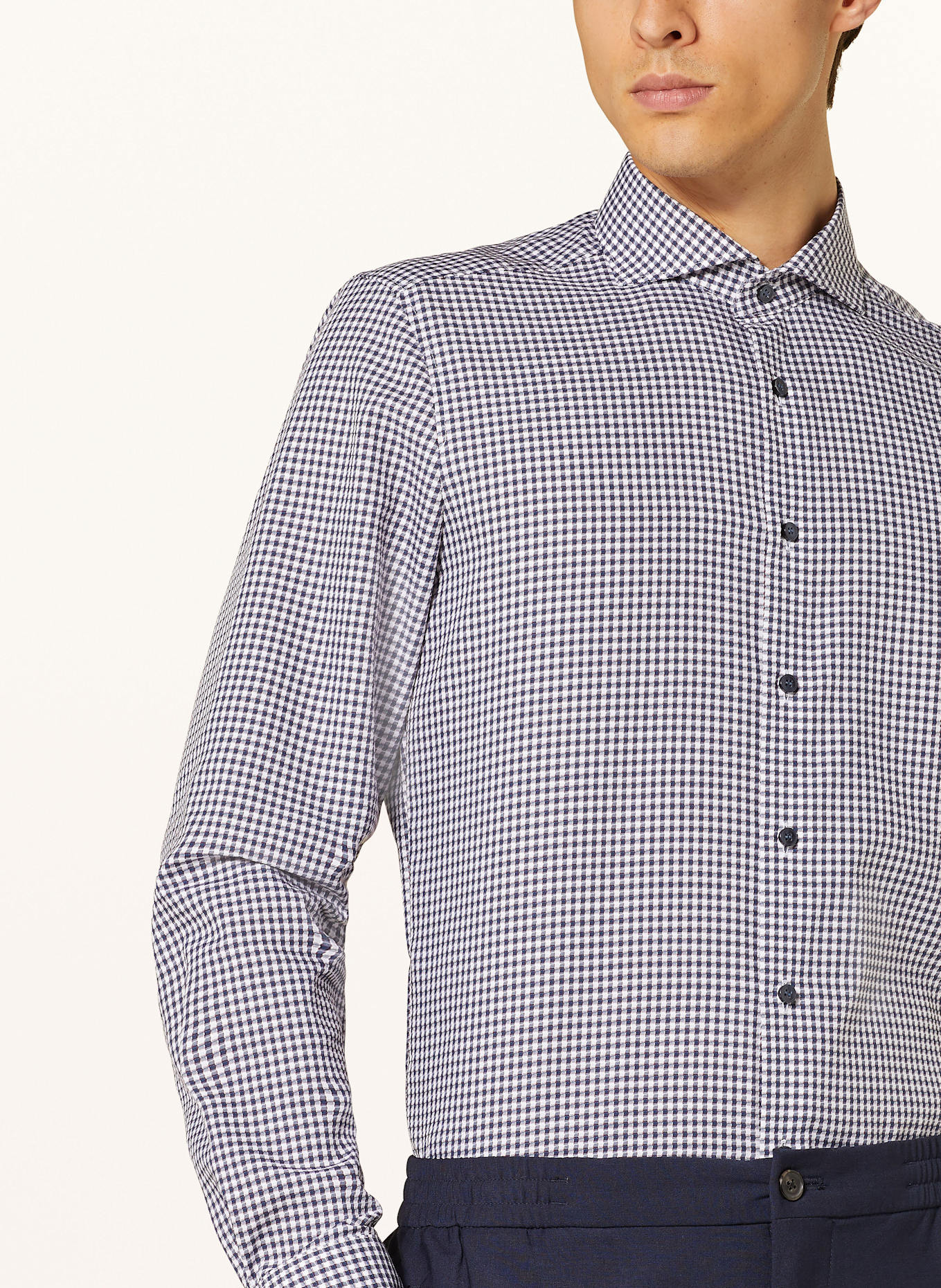 OLYMP Hemd body fit: DUNKELBLAU / WEISS / HELLBLAU