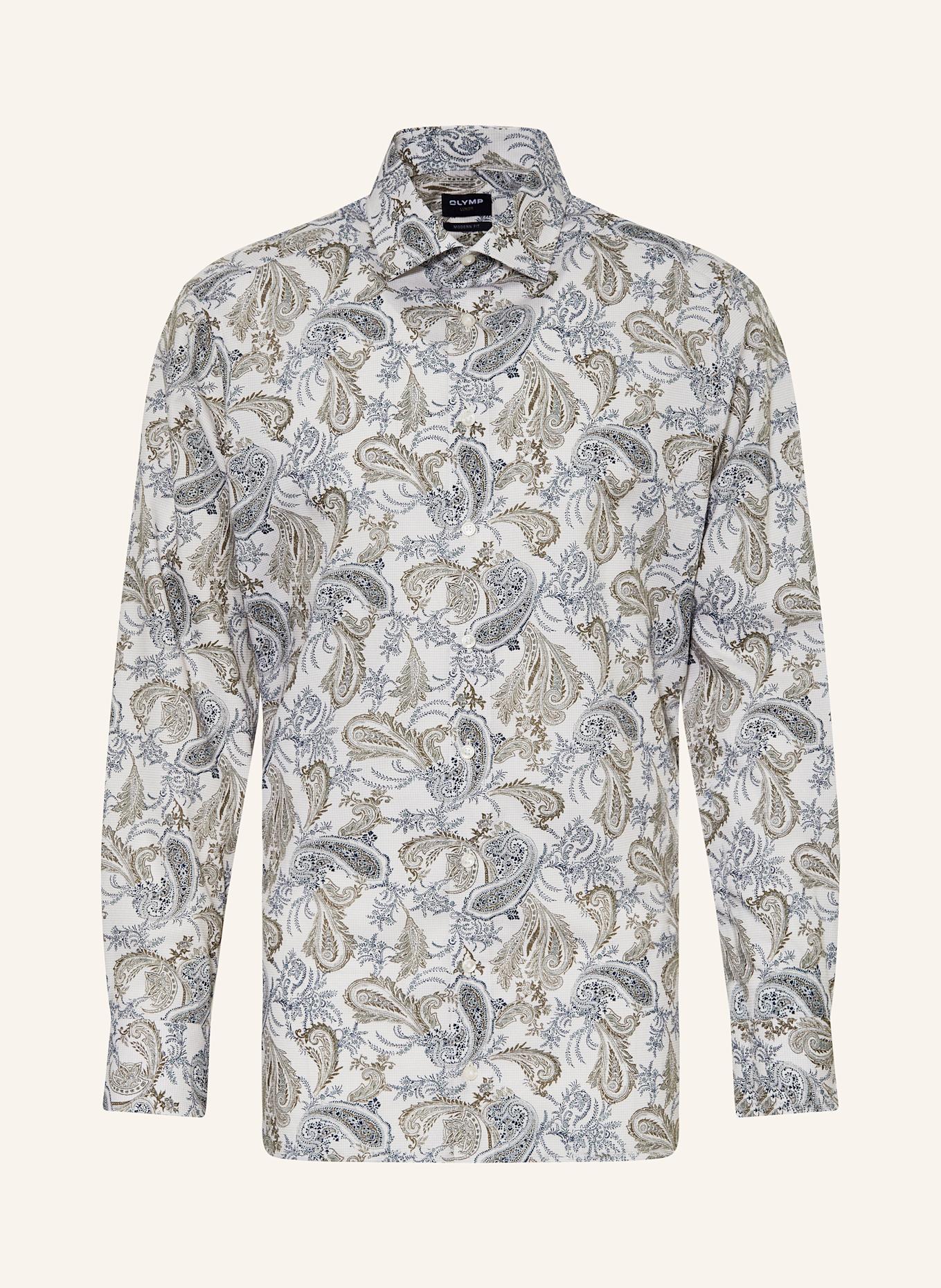 OLYMP Hemd Luxor modern fit: CREME / OLIV / DUNKELBLAU