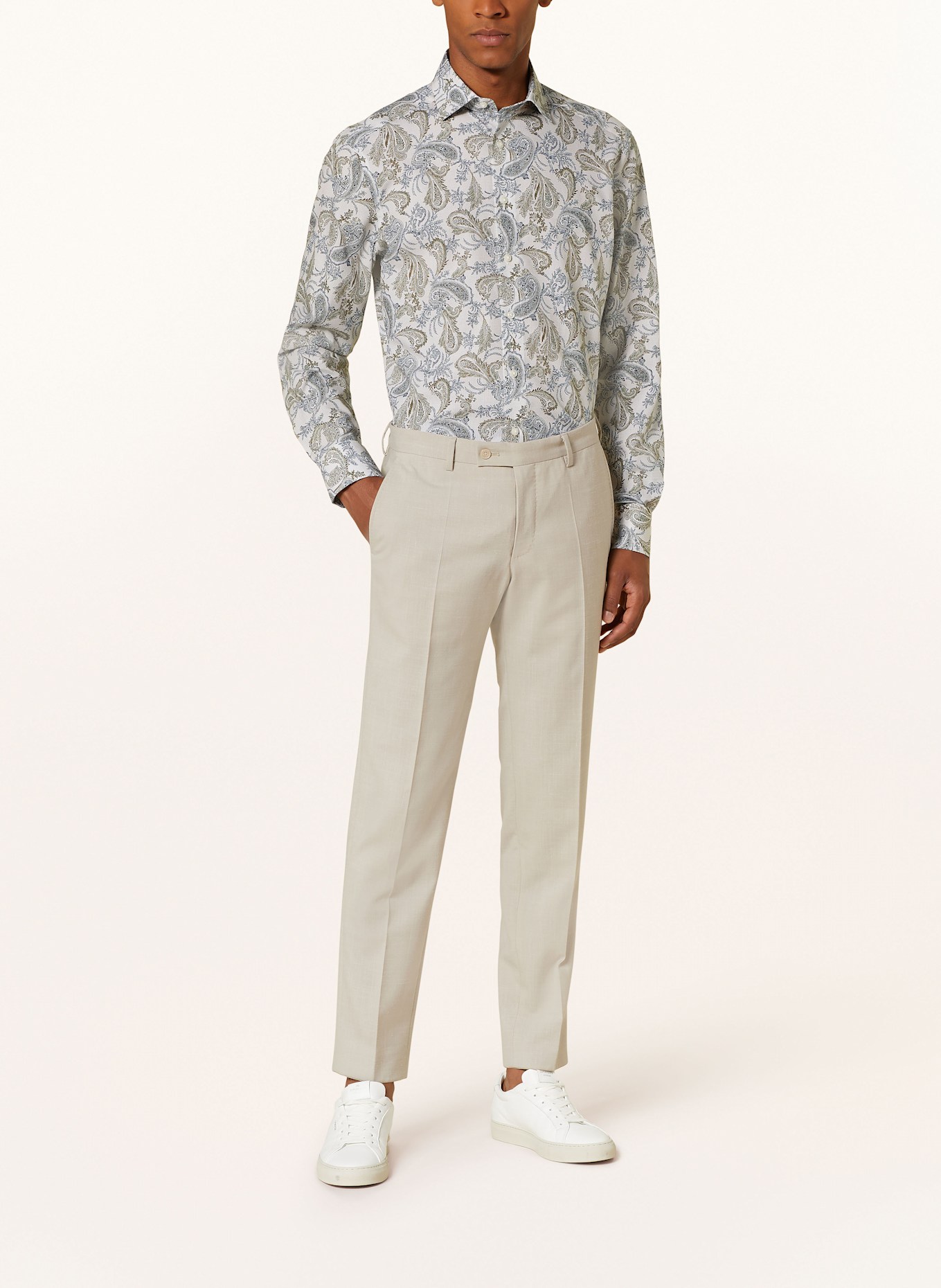 OLYMP Hemd Luxor modern fit: CREME / OLIV / DUNKELBLAU