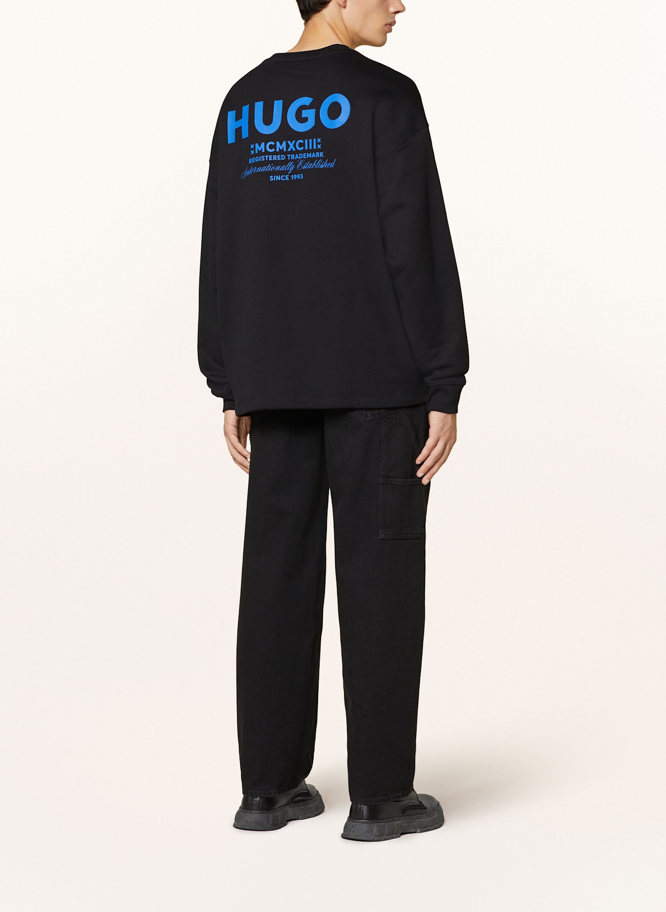 HUGO Bluza nierozpinana NAVIU: CZARNY / NIEBIESKI