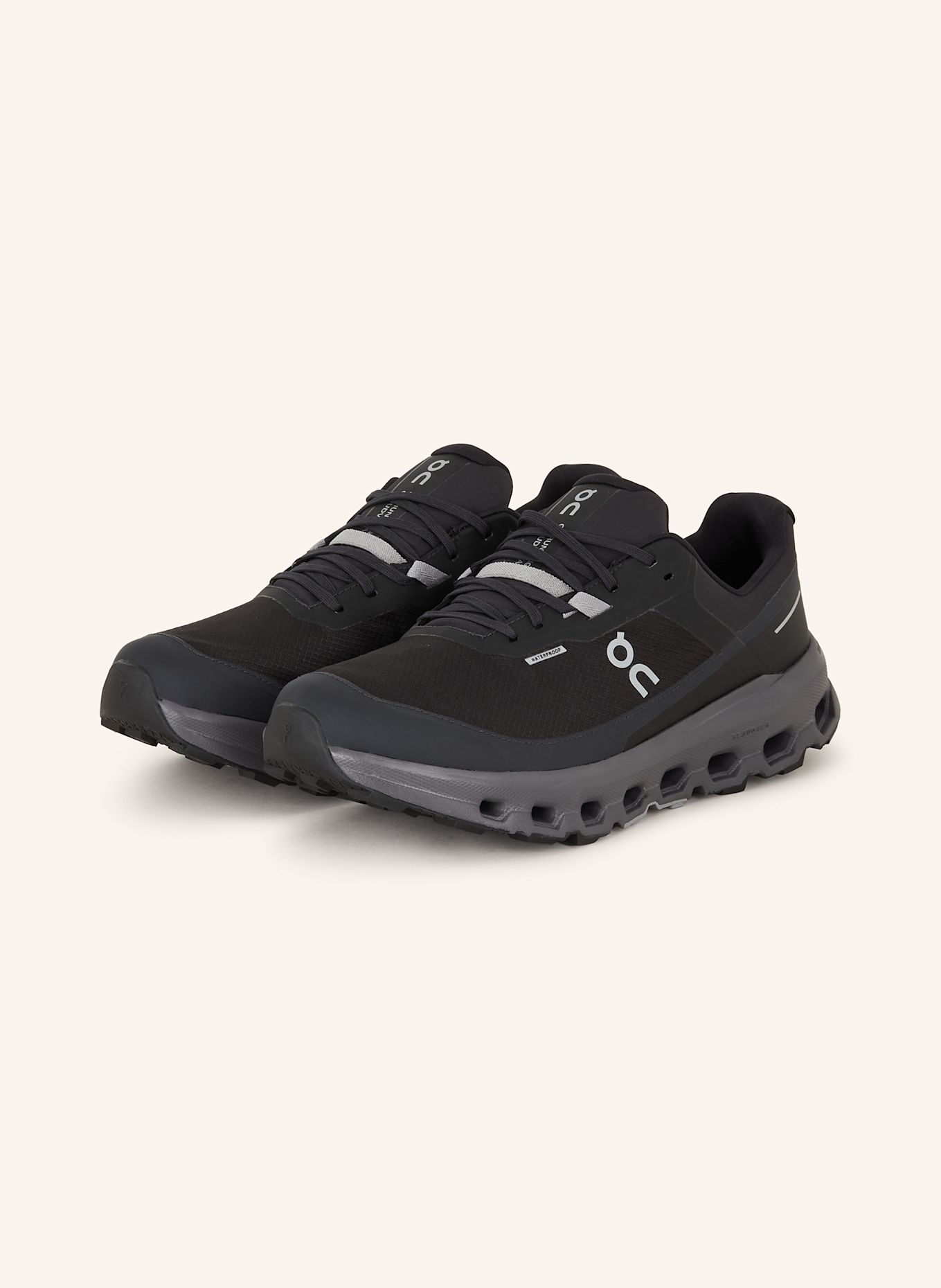 On CLOUDVISTA 2 WATERPROOF trail running shoes, Color: BLACK/ DARK GRAY (Image 1)