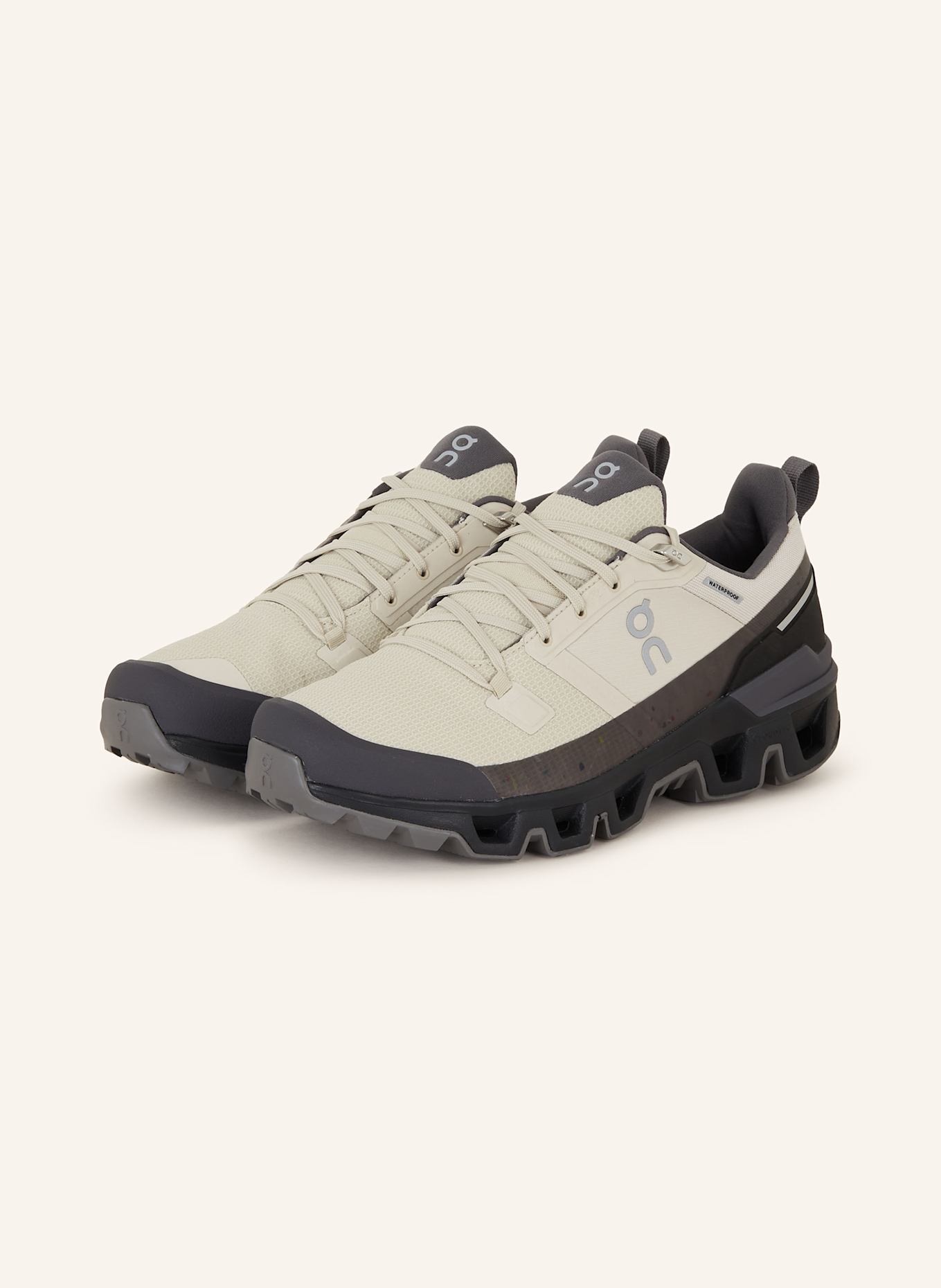 On Trekking shoes CLOUDWANDER WATERPROOF, Color: ECRU/ DARK GRAY (Image 1)