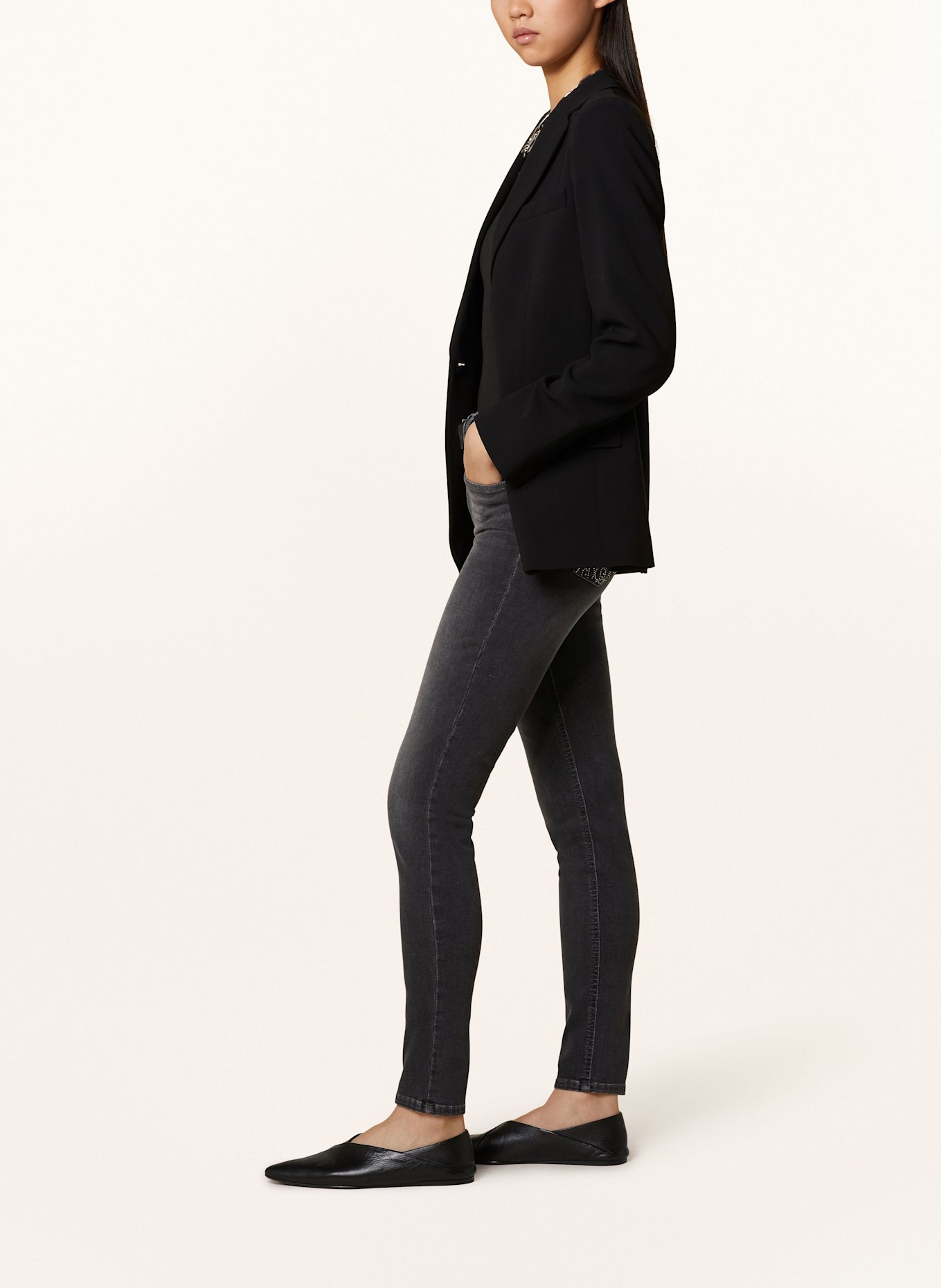 LIU JO Skinny Jeans mit Schmucksteinen, Farbe: DUNKELGRAU (Bild 4)