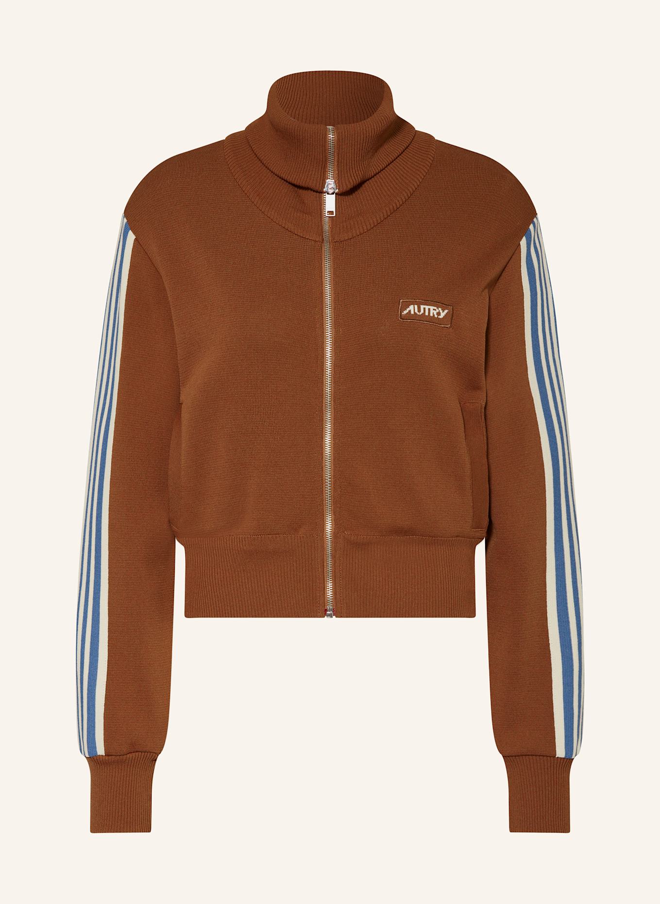 AUTRY Trainingsjacke mit Galonstreifen in braun blau creme