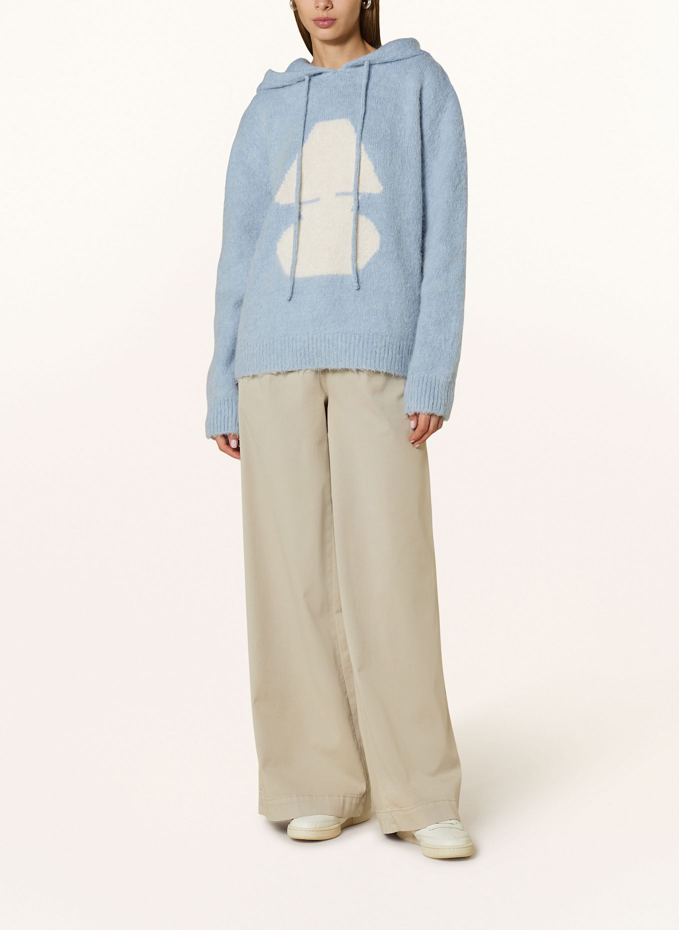 AUTRY Strick-Hoodie: BLAUGRAU/ ECRU
