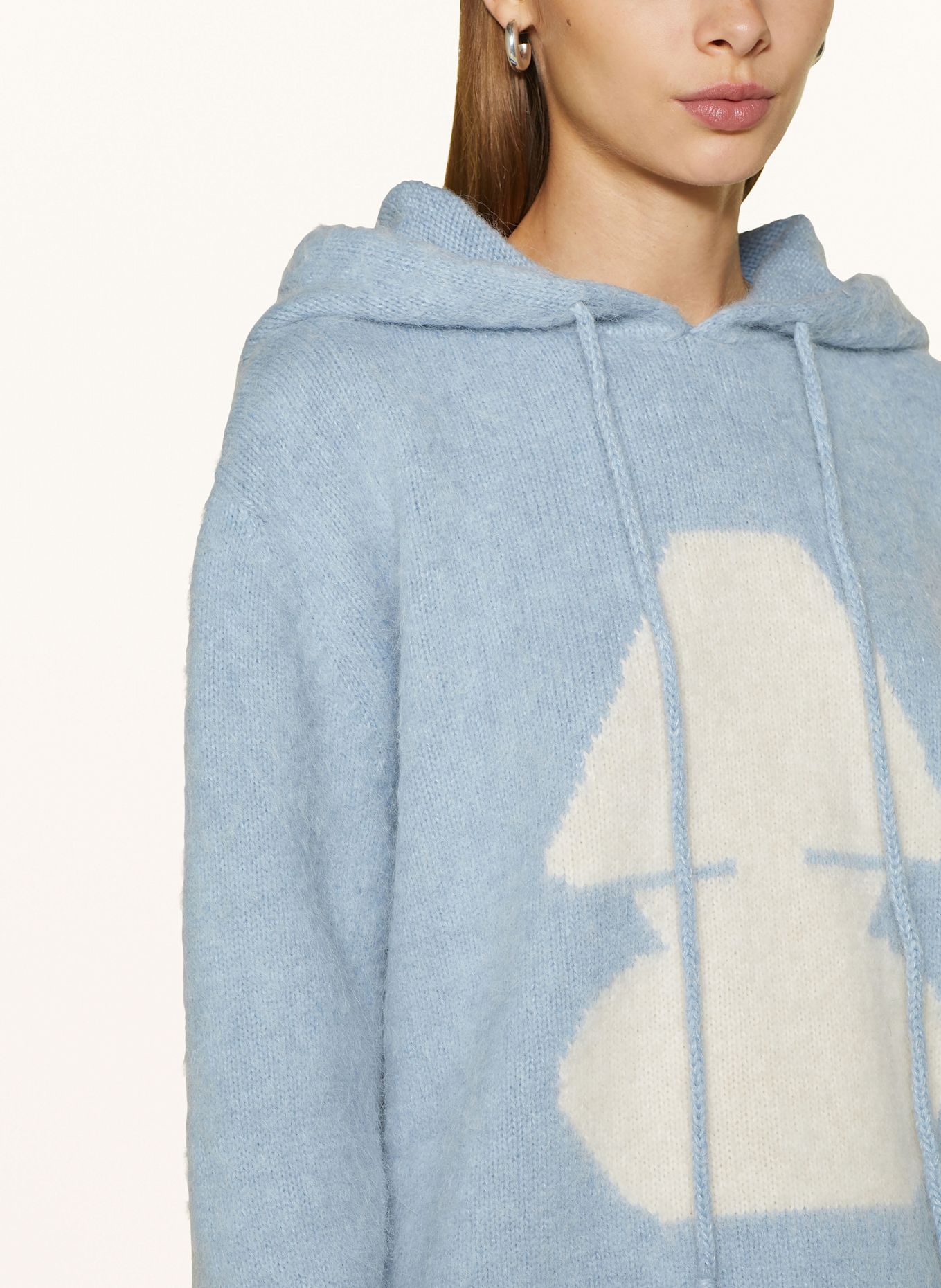 AUTRY Strick-Hoodie: BLAUGRAU/ ECRU