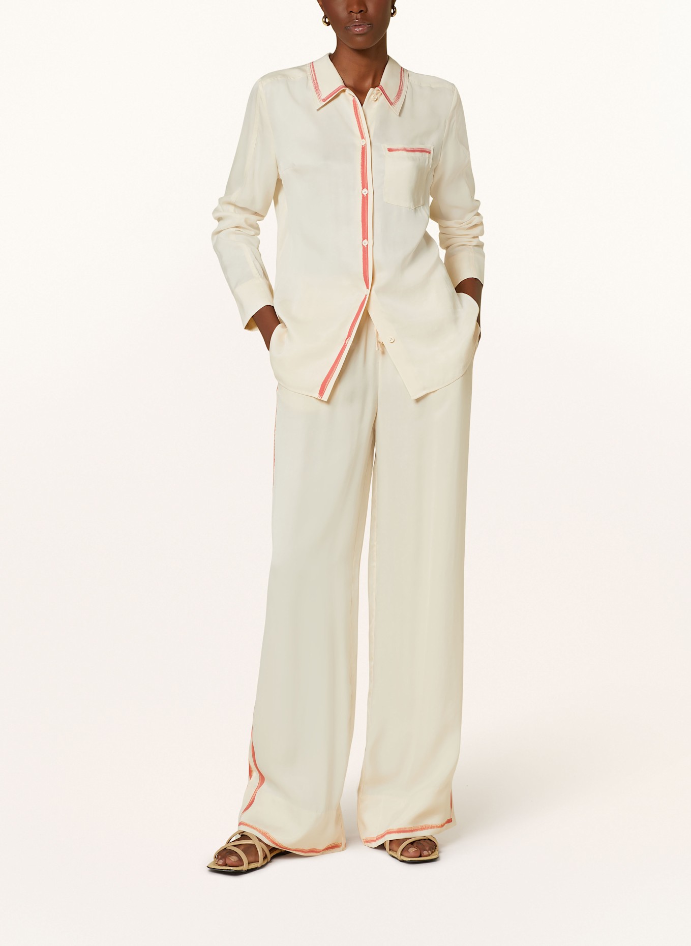 STINE GOYA Trousers EMI, Color: CREAM/ SALMON (Image 2)