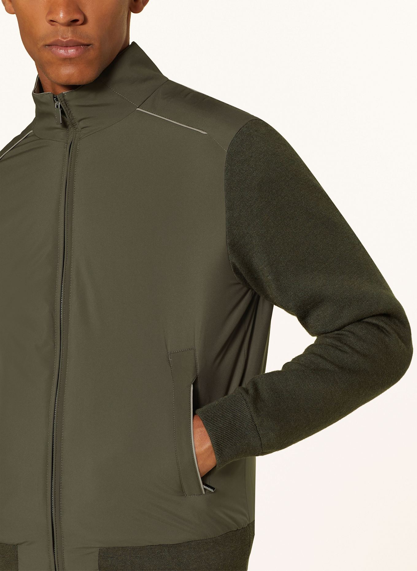 PAUL SHARK Blouson in mixed materials with Primaloft insulation in olive