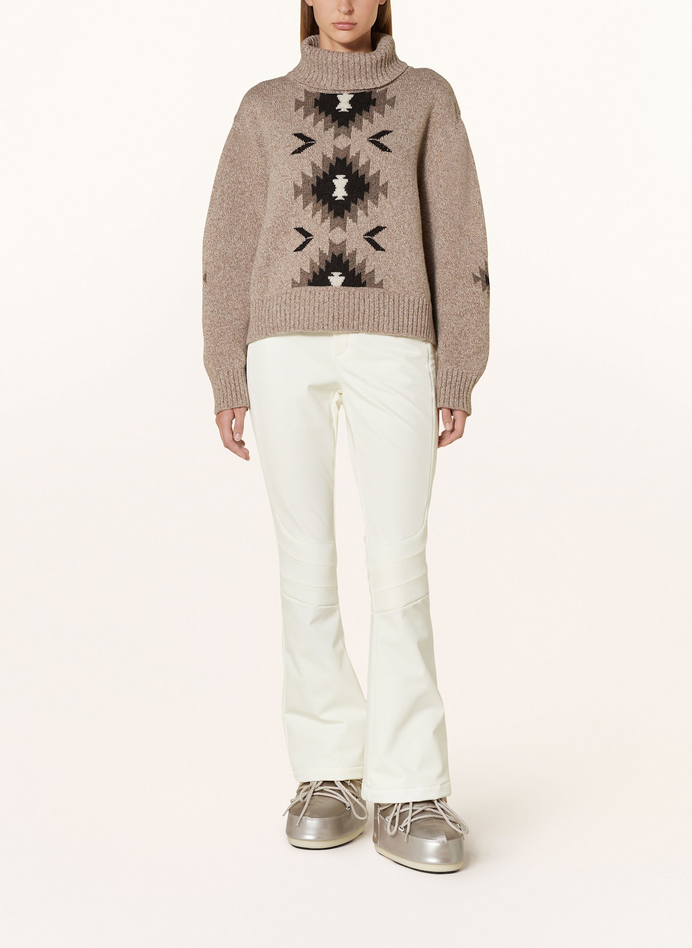 WE NORWEGIANS Rollkragenpullover HOVDEN aus Merinowolle: BEIGE/ DUNKELBRAUN/ TAUPE
