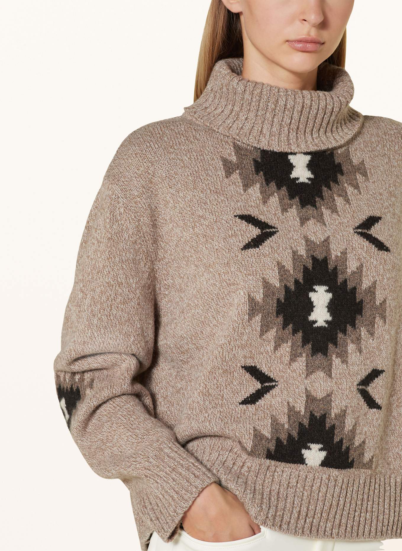 WE NORWEGIANS Rollkragenpullover HOVDEN aus Merinowolle: BEIGE/ DUNKELBRAUN/ TAUPE
