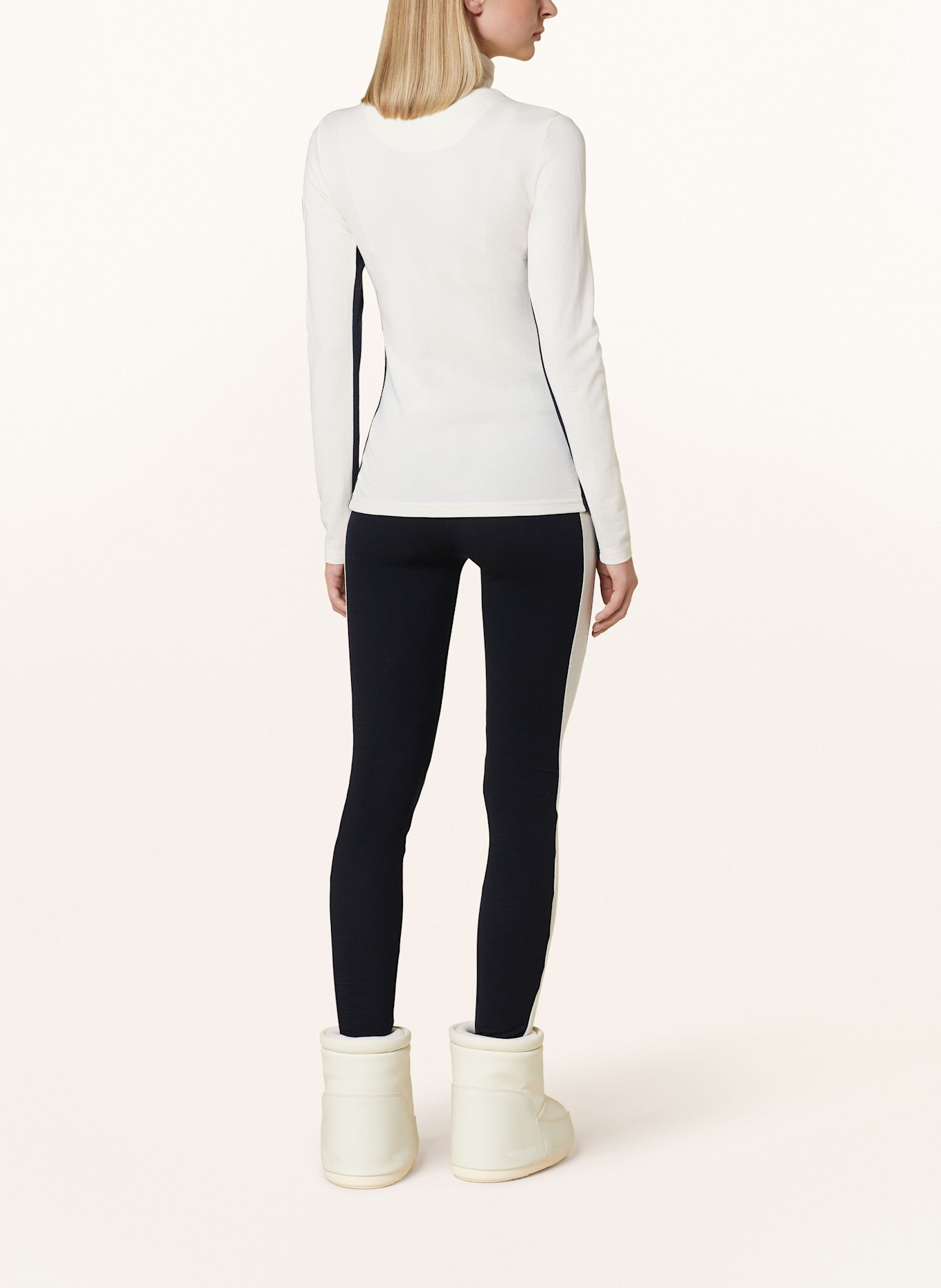 WE NORWEGIANS Midlayer aus Merinowolle: ECRU / BLAU / ROT