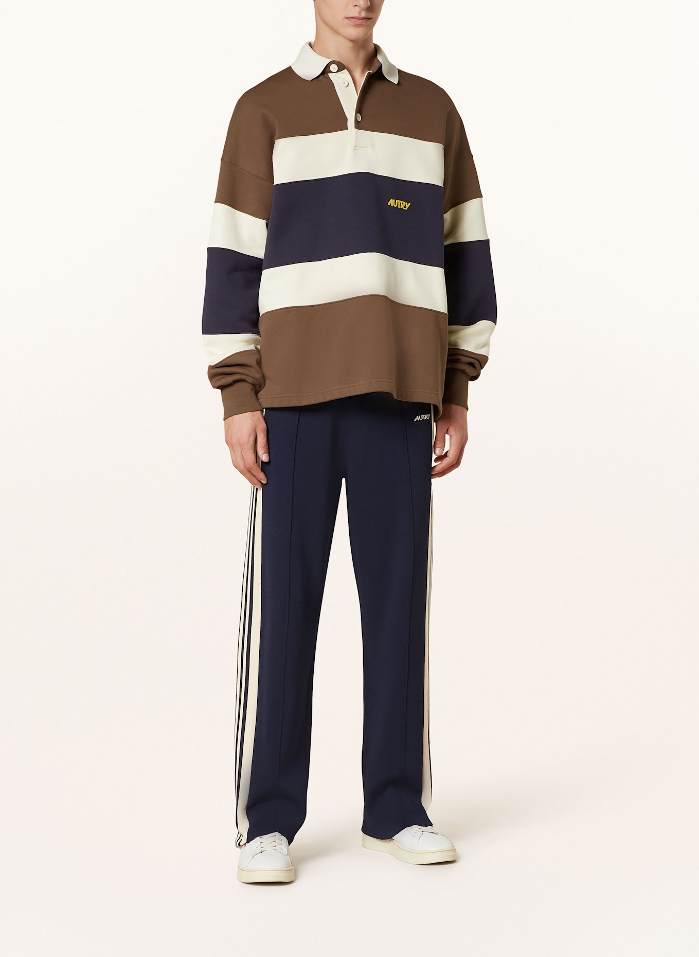 AUTRY Jersey-Poloshirt Comfort Fit: BRAUN/ DUNKELBLAU/ ECRU